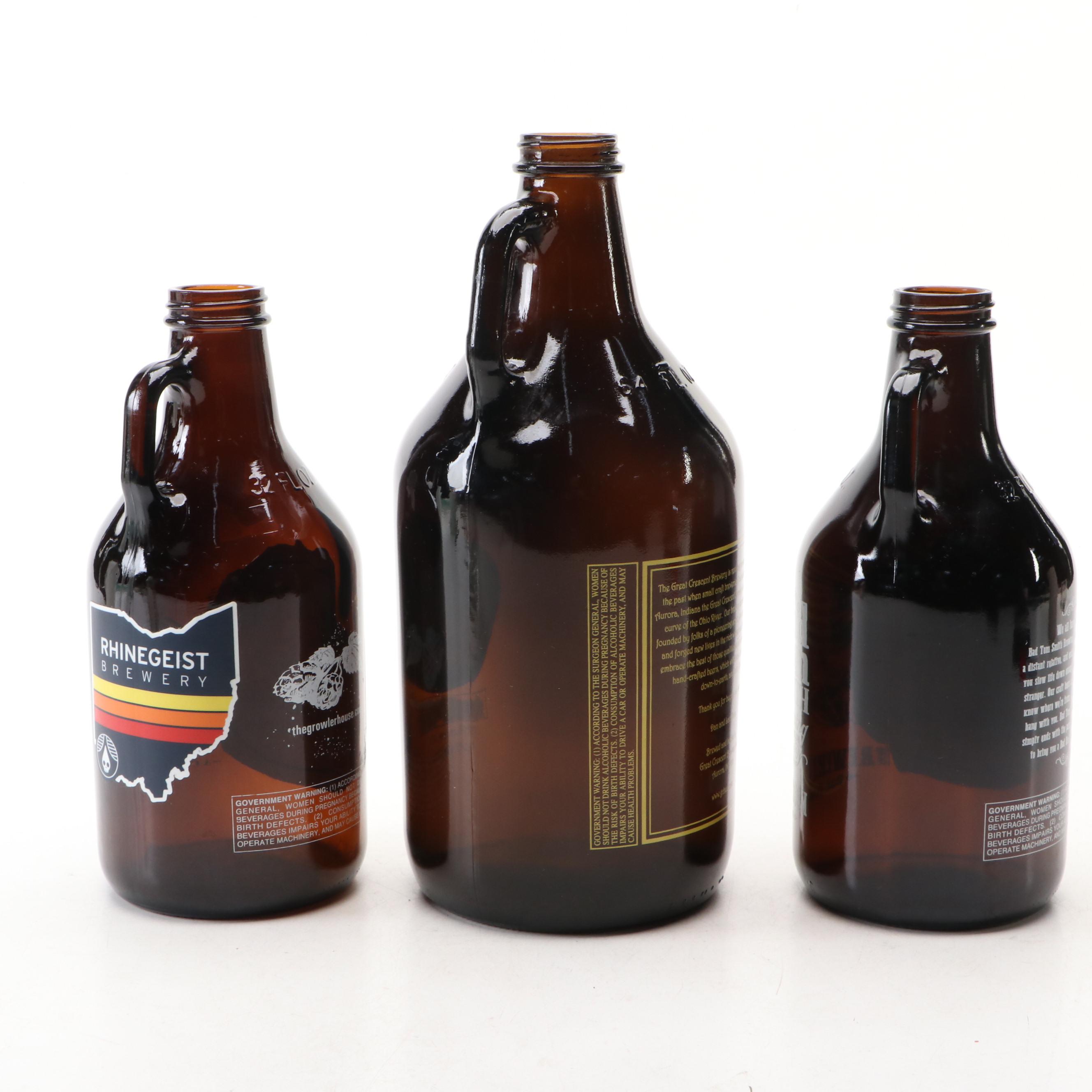 Bad Tom Smith, Great Crescent and Other Brown Glass Brewery Growlers