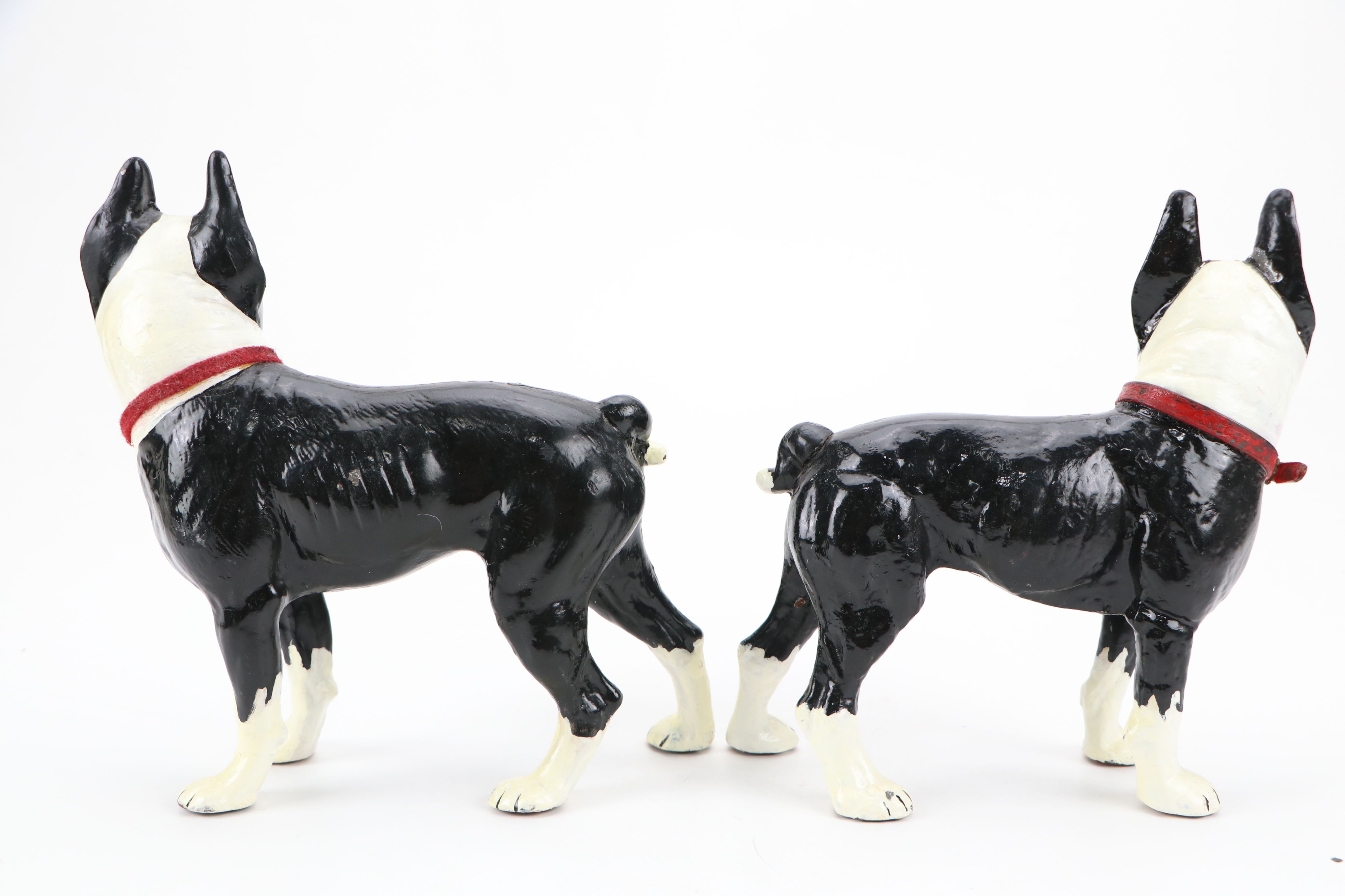 Painted Cast Iron Boston Terrier Doorstops, 20th Century