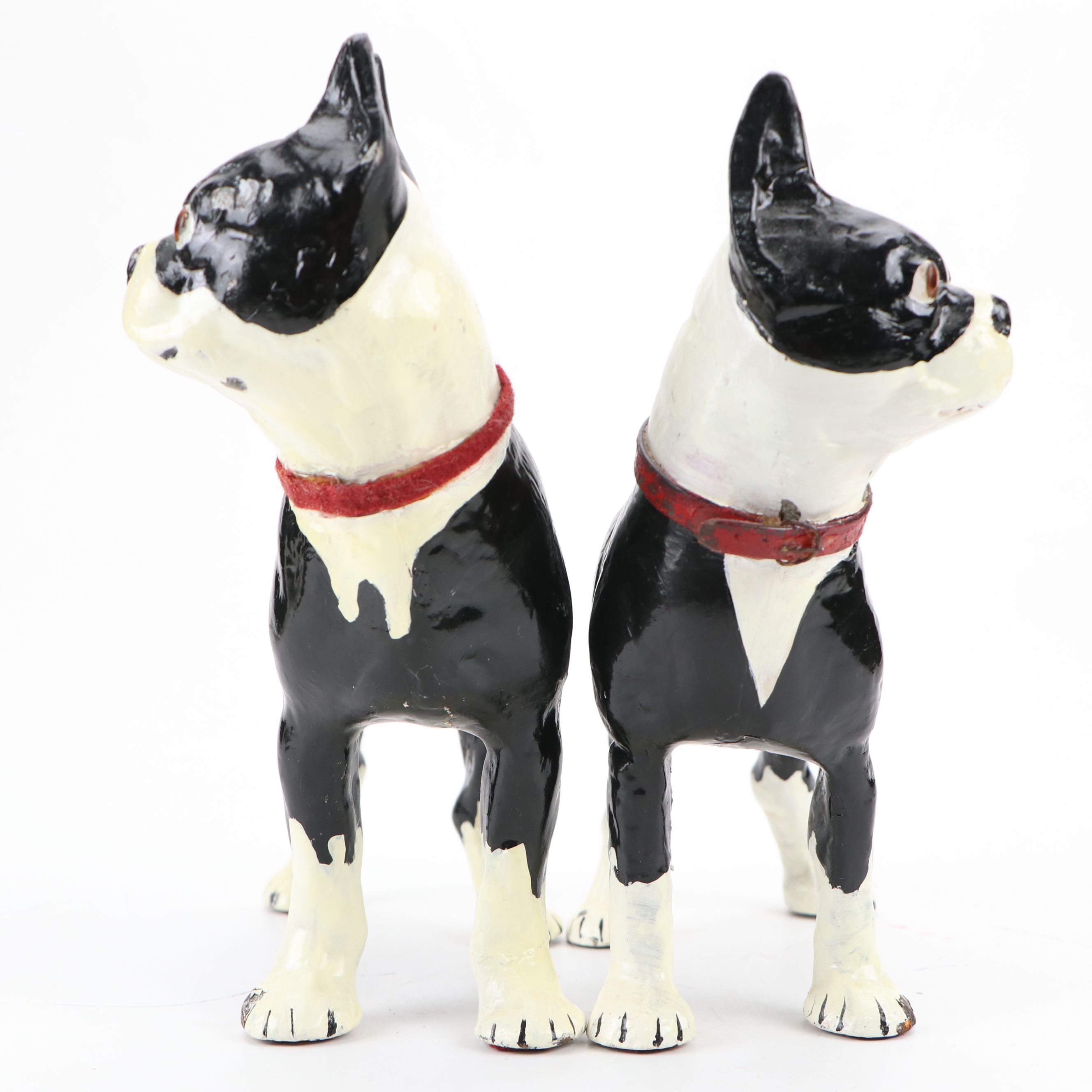 Painted Cast Iron Boston Terrier Doorstops, 20th Century