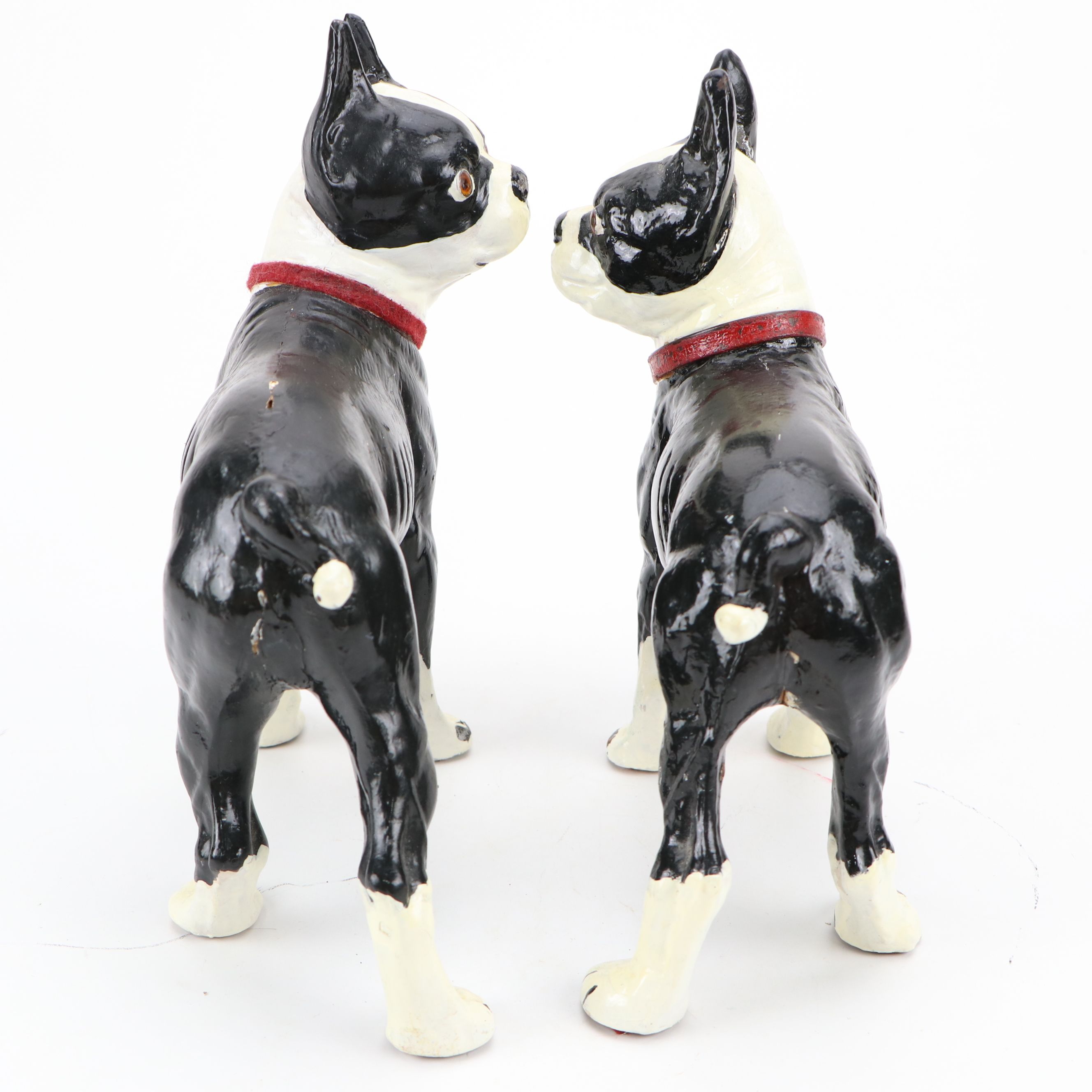 Painted Cast Iron Boston Terrier Doorstops, 20th Century