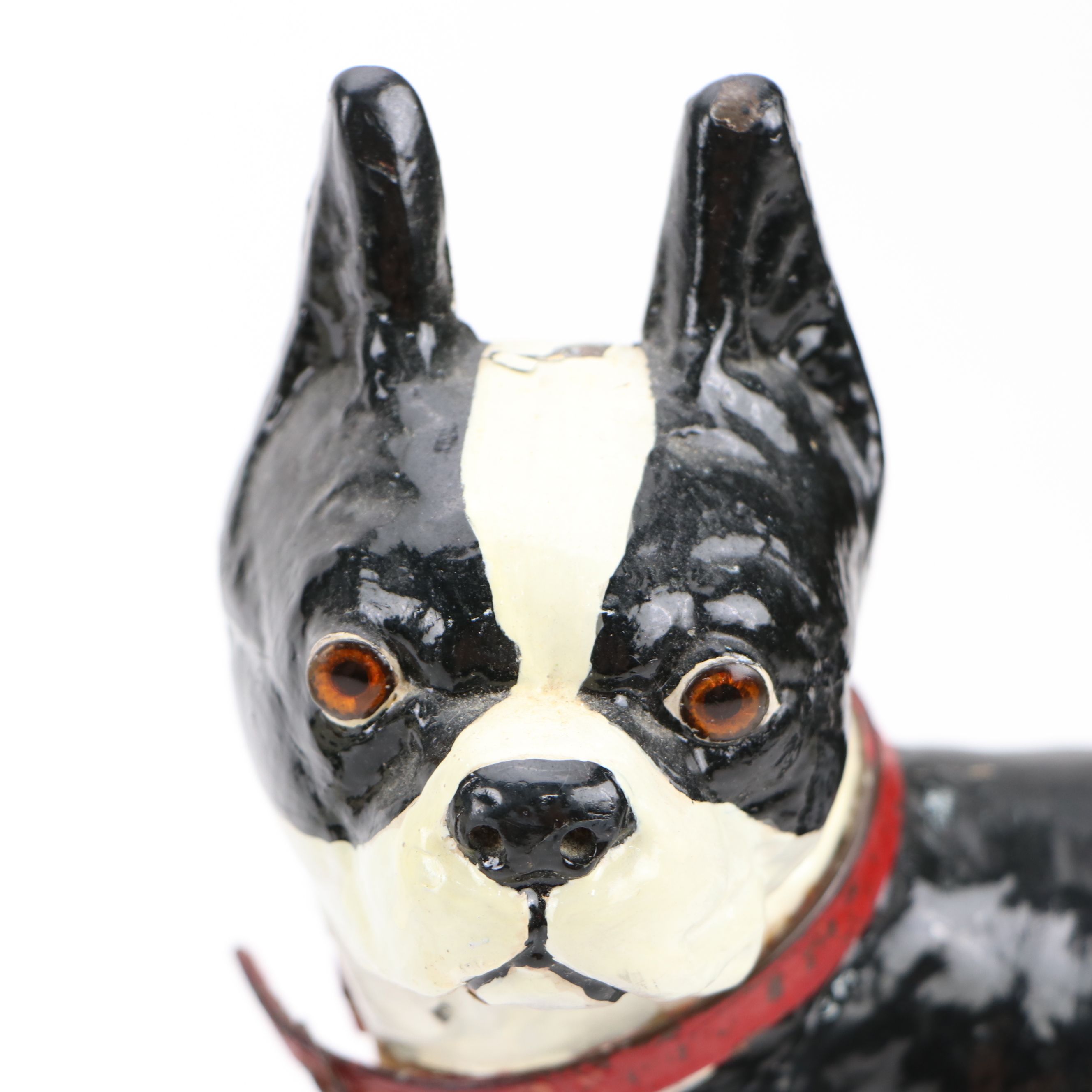 Painted Cast Iron Boston Terrier Doorstops, 20th Century