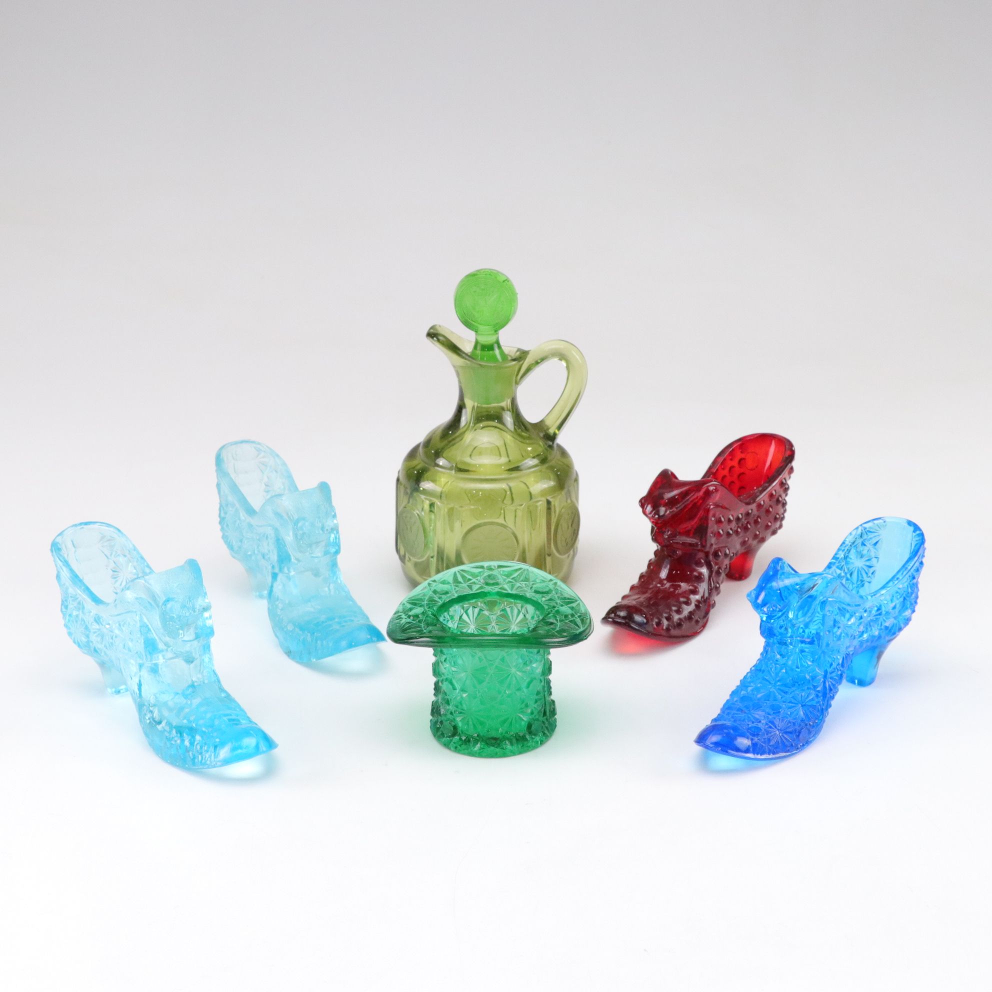 Fenton & Boyd "Cat Head" Glass Lady Slipper Figurines & More