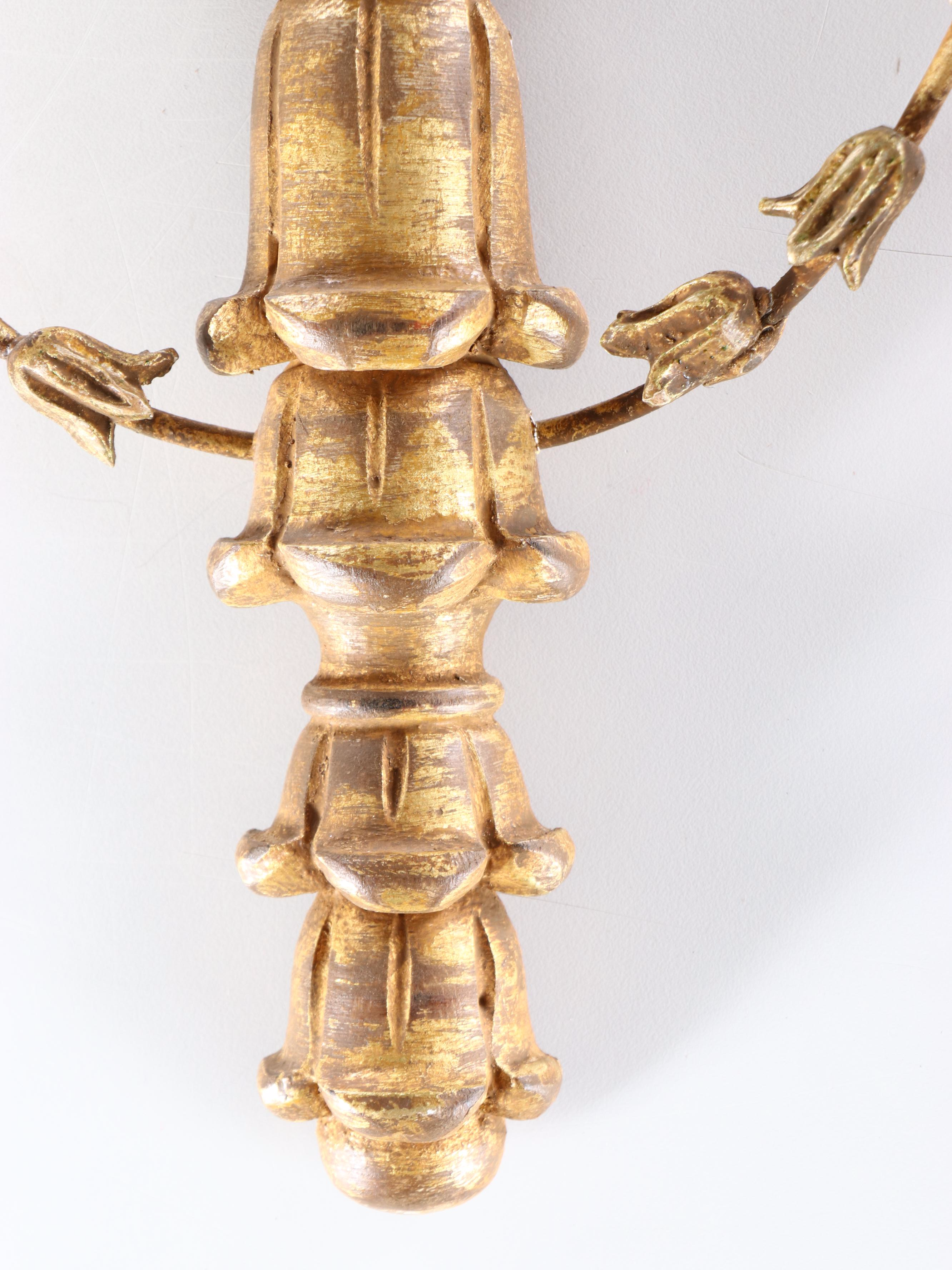 Italian Regency Style Giltwood Wall Candle Sconces, Mid to Late 20th Century