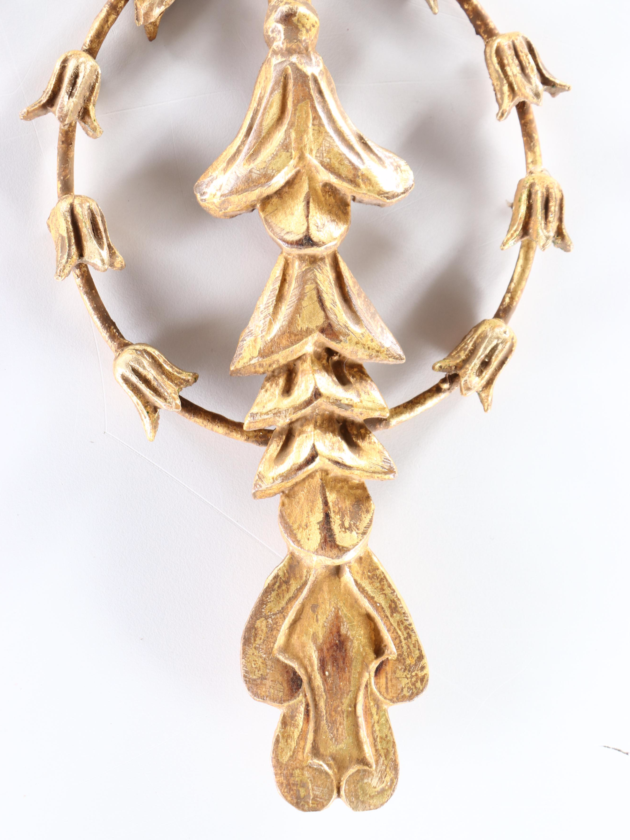 Italian Regency Style Giltwood Wall Candle Sconces, Mid to Late 20th Century