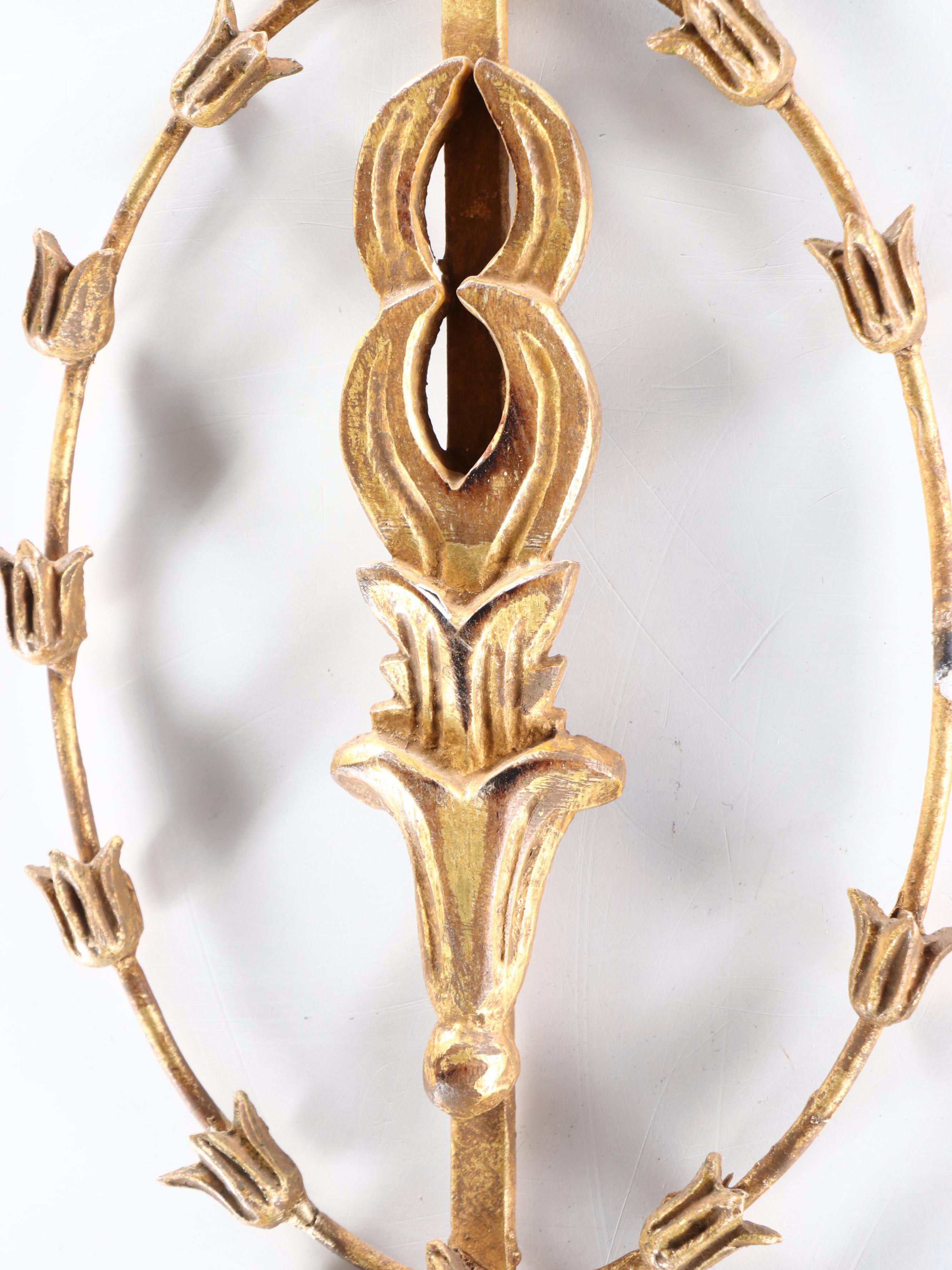 Italian Regency Style Giltwood Wall Candle Sconces, Mid to Late 20th Century