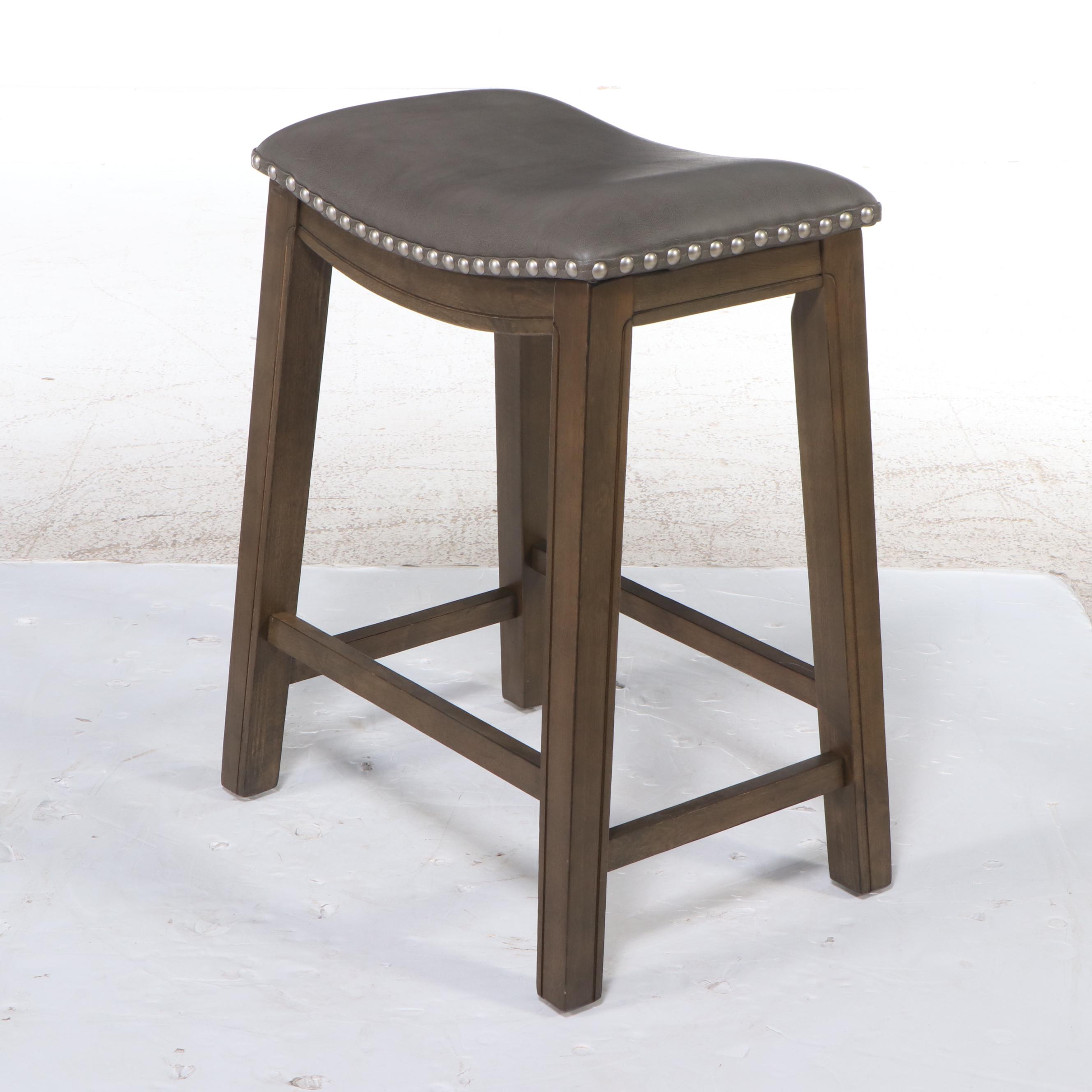 Contemporary Acacia Wood Saddle Barstool