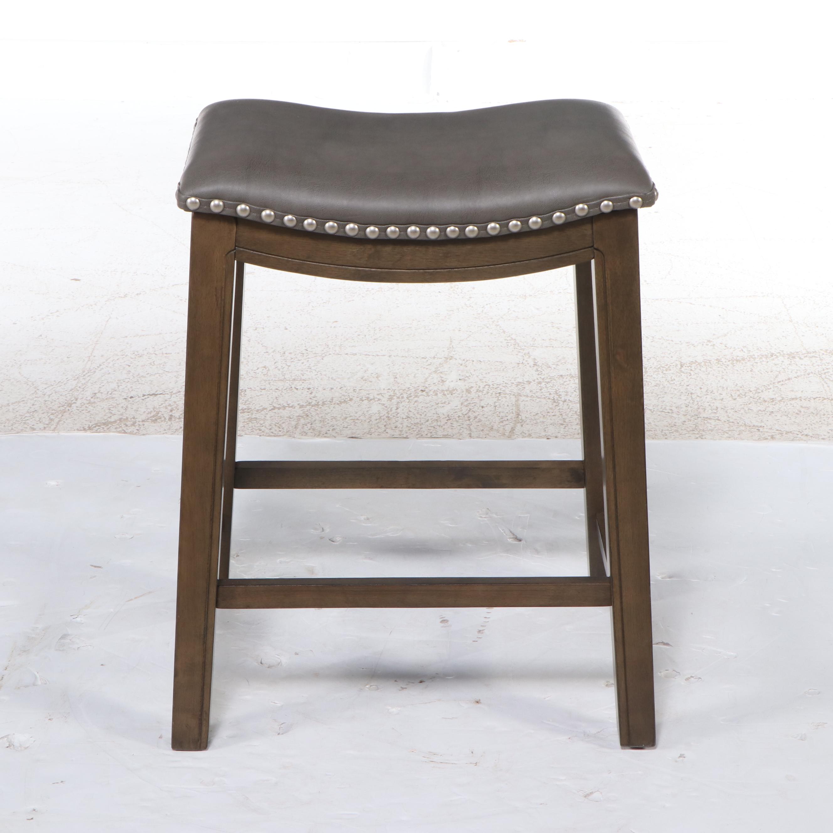 Contemporary Acacia Wood Saddle Barstool