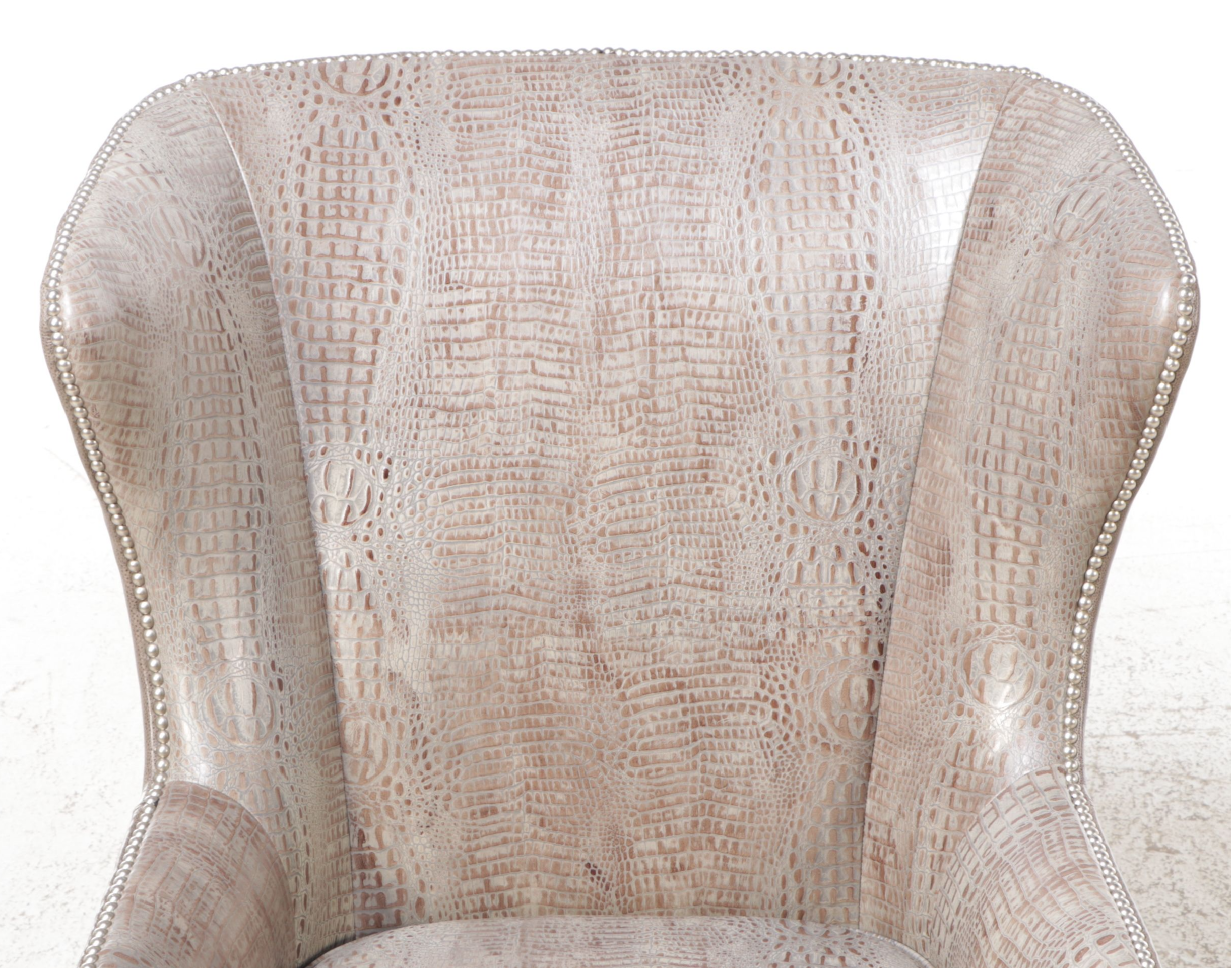Sherrill Furniture Co. Alligator Embossed Leather Wingback Armchair