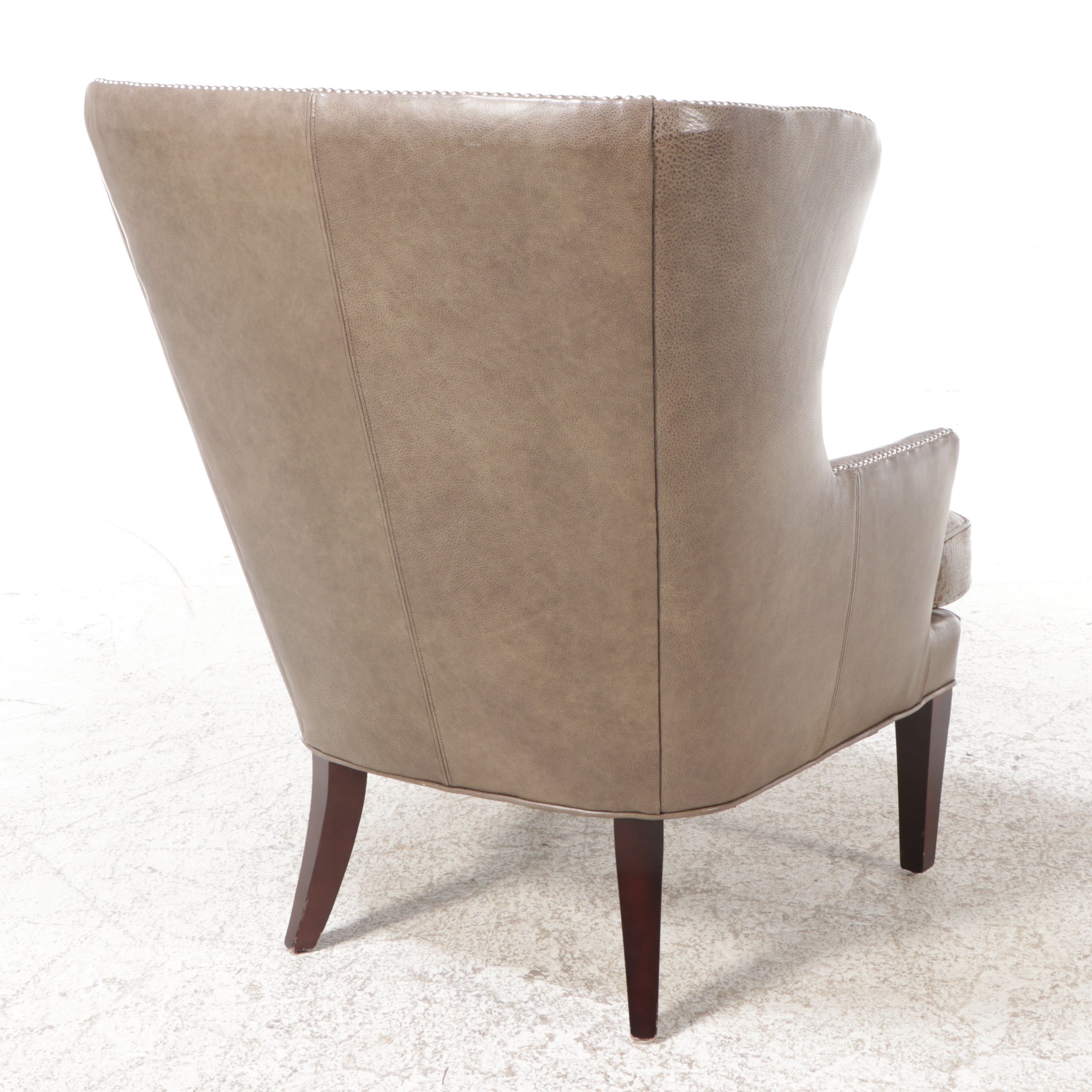 Sherrill Furniture Co. Alligator Embossed Leather Wingback Armchair