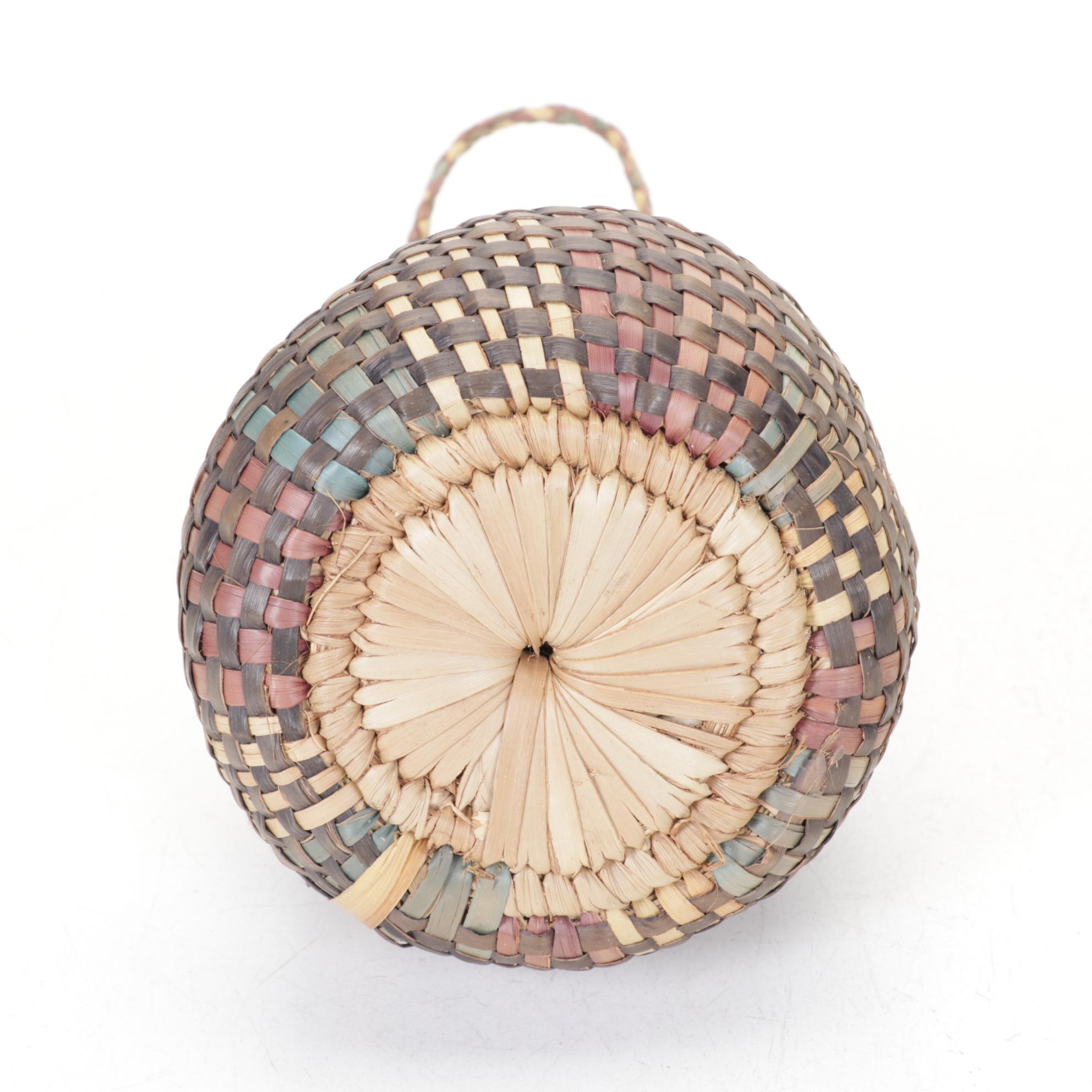 African Woven Rattan Basket, Wall Plaque & Dog Statue