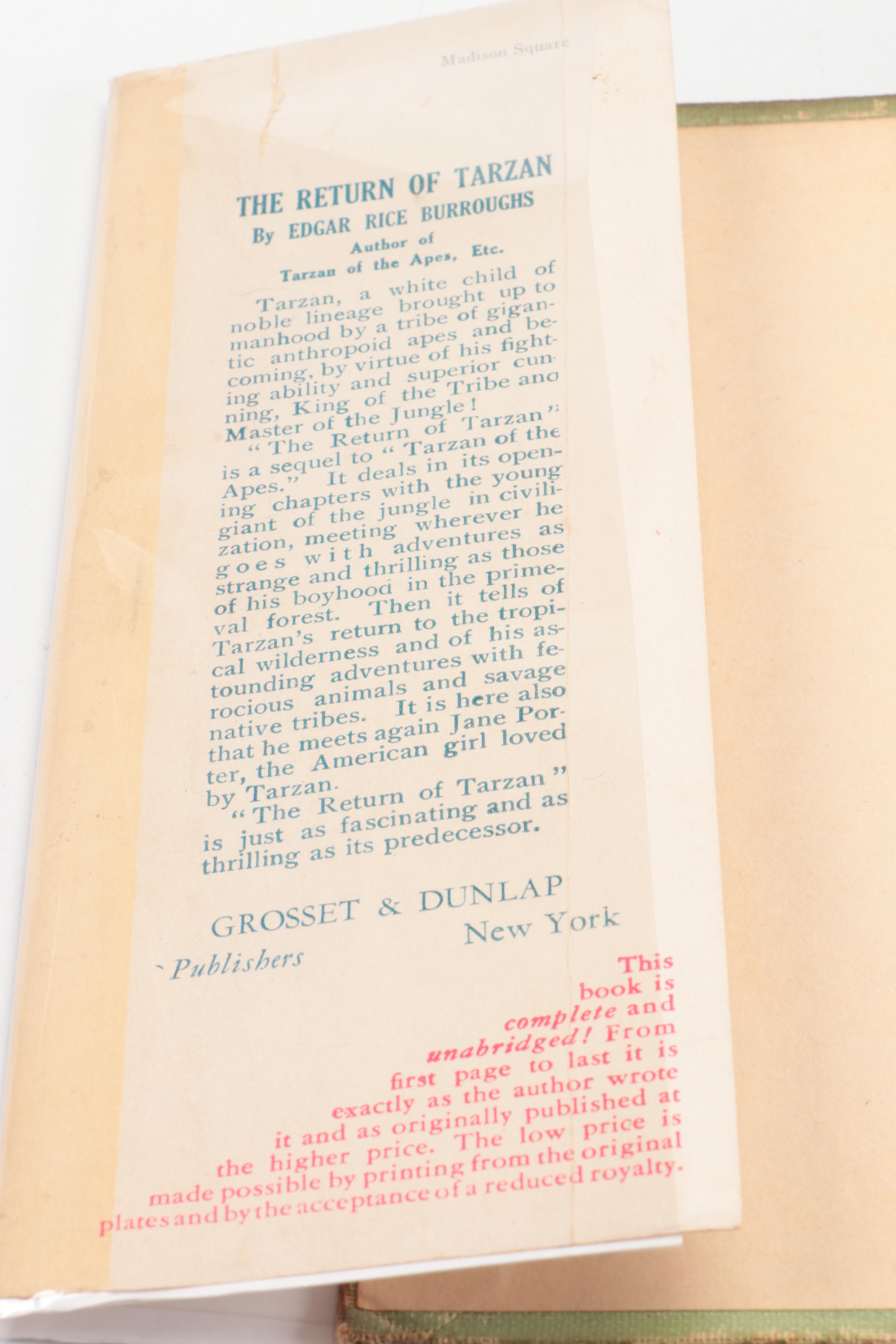 "The Return of Tarzan" by Edgar Rice Burroughs, circa 1917
