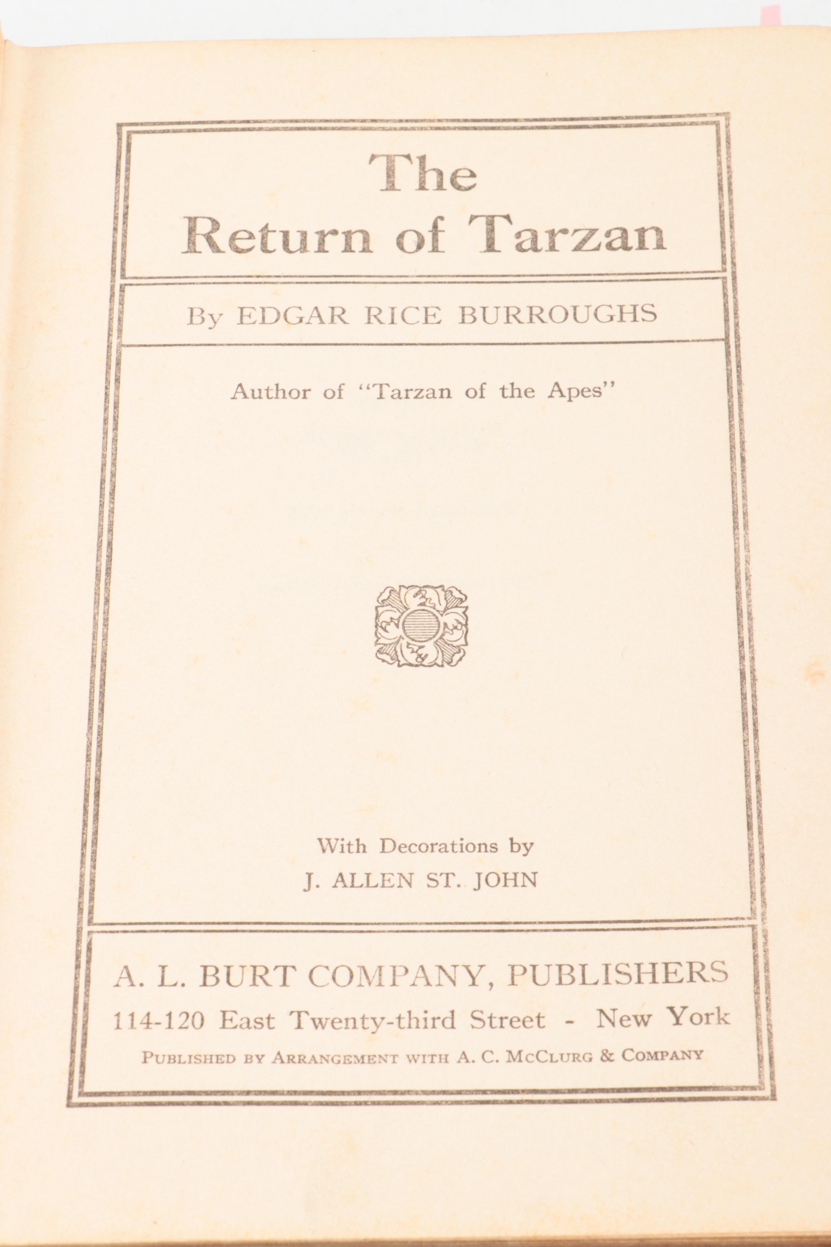 "The Return of Tarzan" by Edgar Rice Burroughs, circa 1917