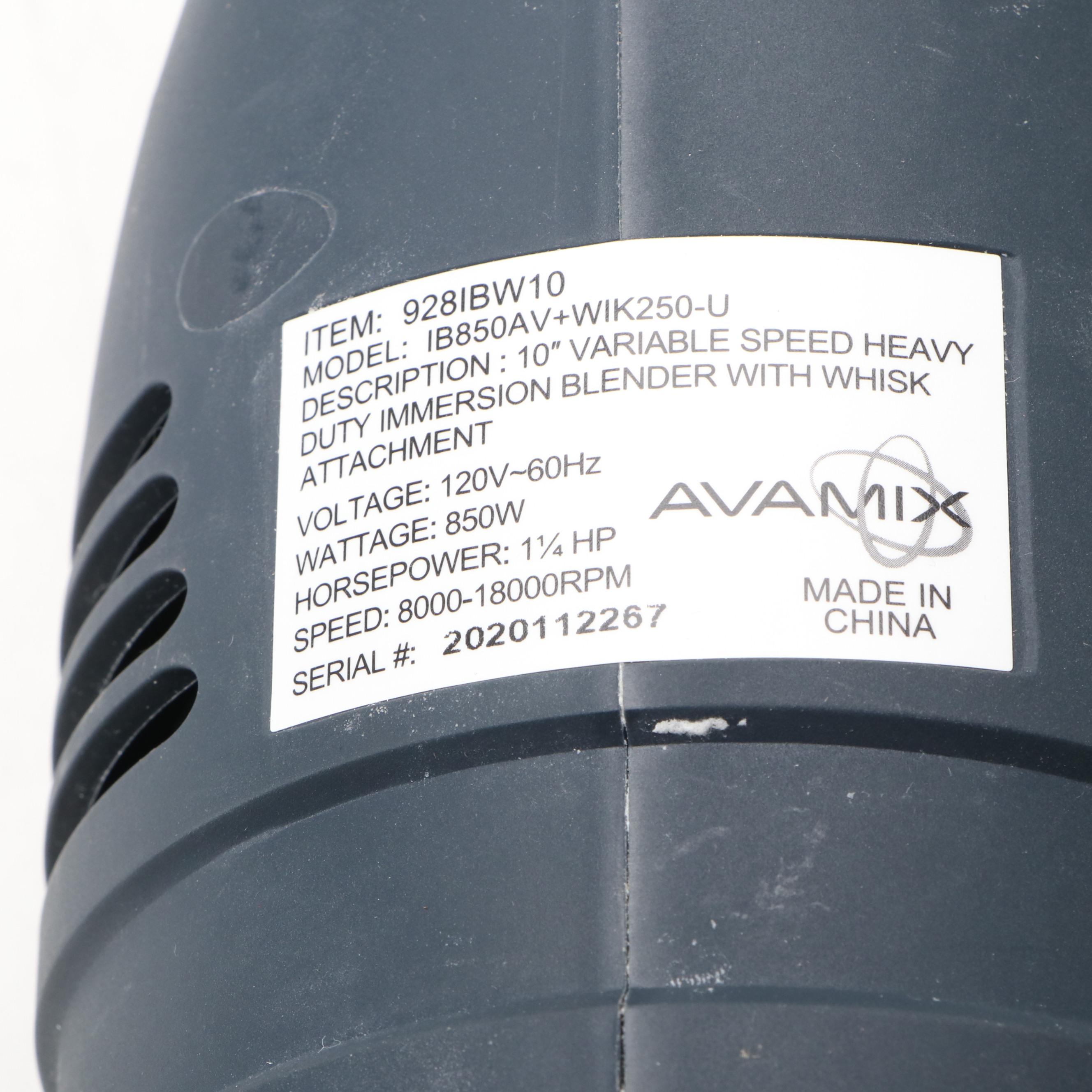 Avamix Variable Speed Immersion Blender with Whisk