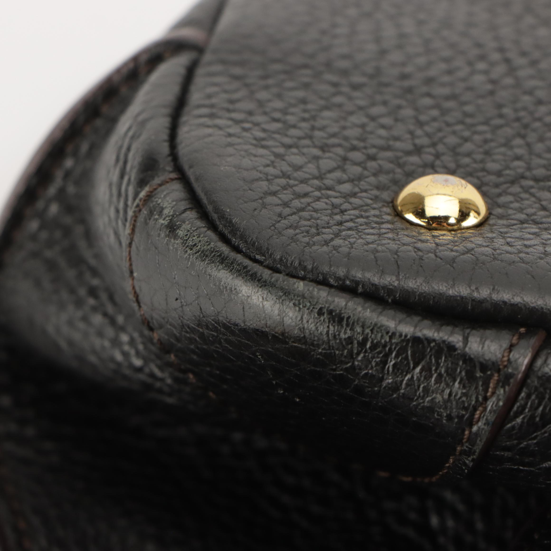 MCM Logo Studs Two-Way Front Flap Bag in Black Grained Leather