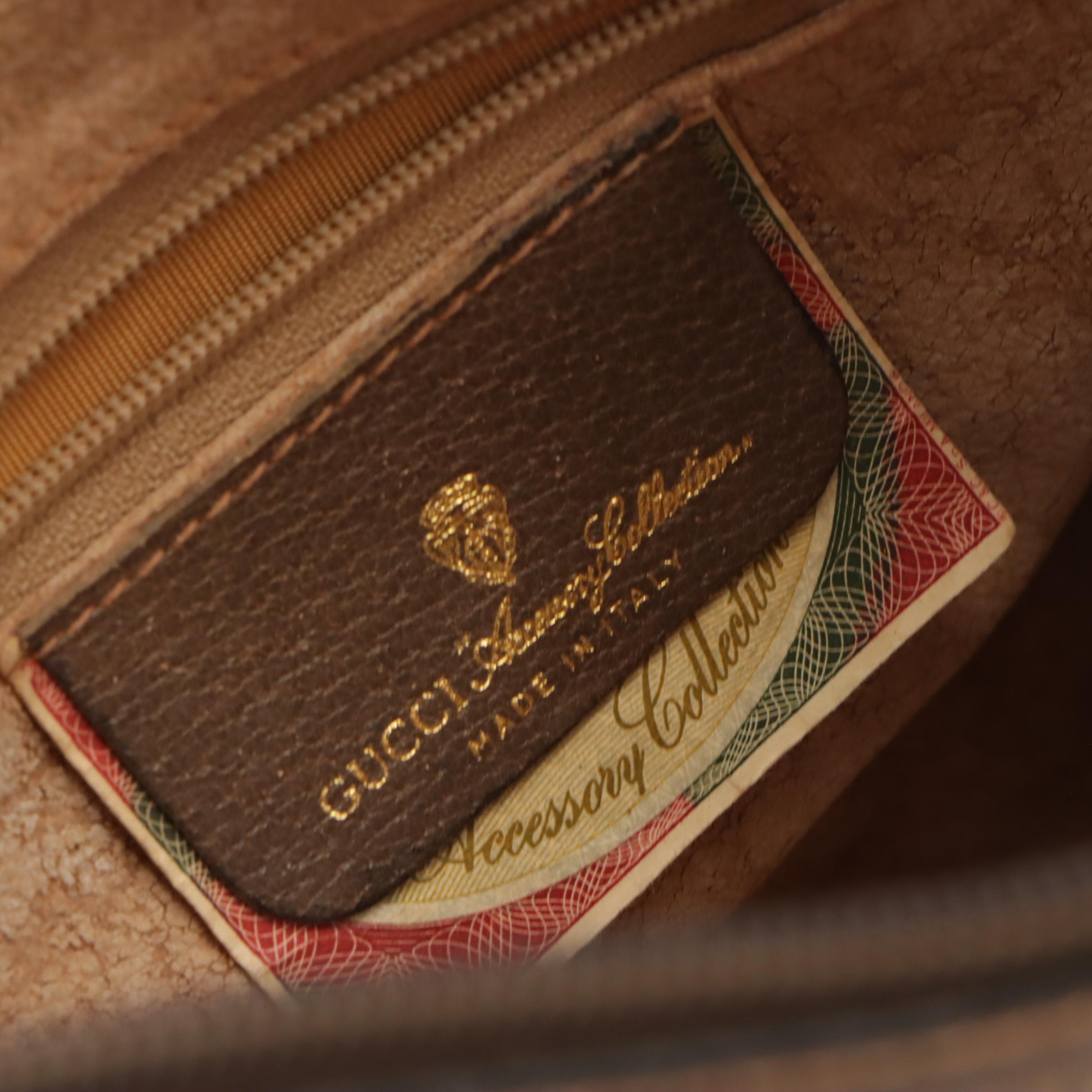 Gucci Accessory Collection Crossbody Bag in GG Supreme Canvas and Brown Leather