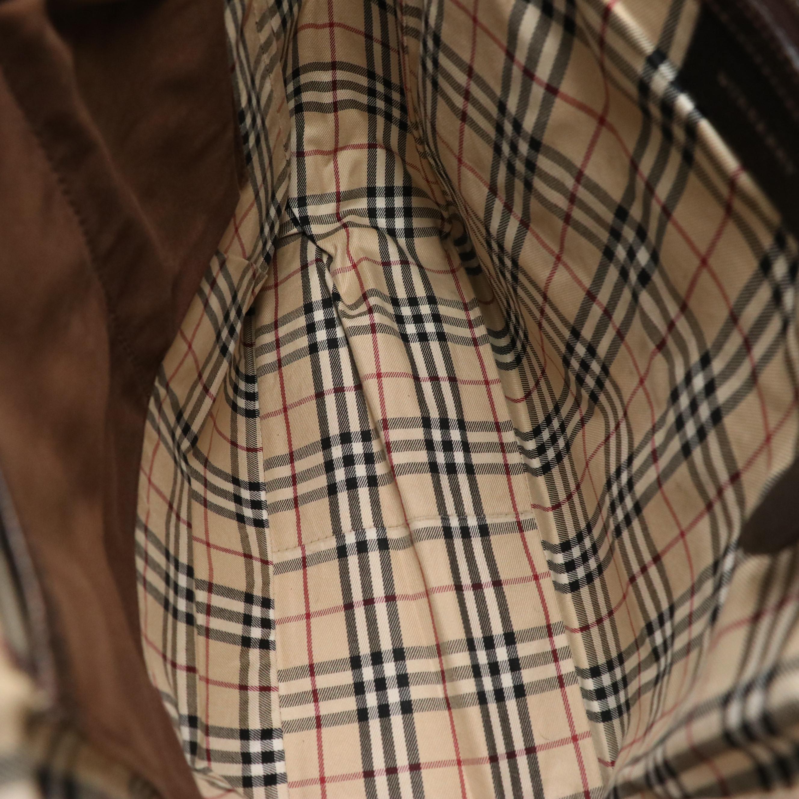 Burberry Buckle Strap Work Tote in Dark Chocolate Brown Grained Leather