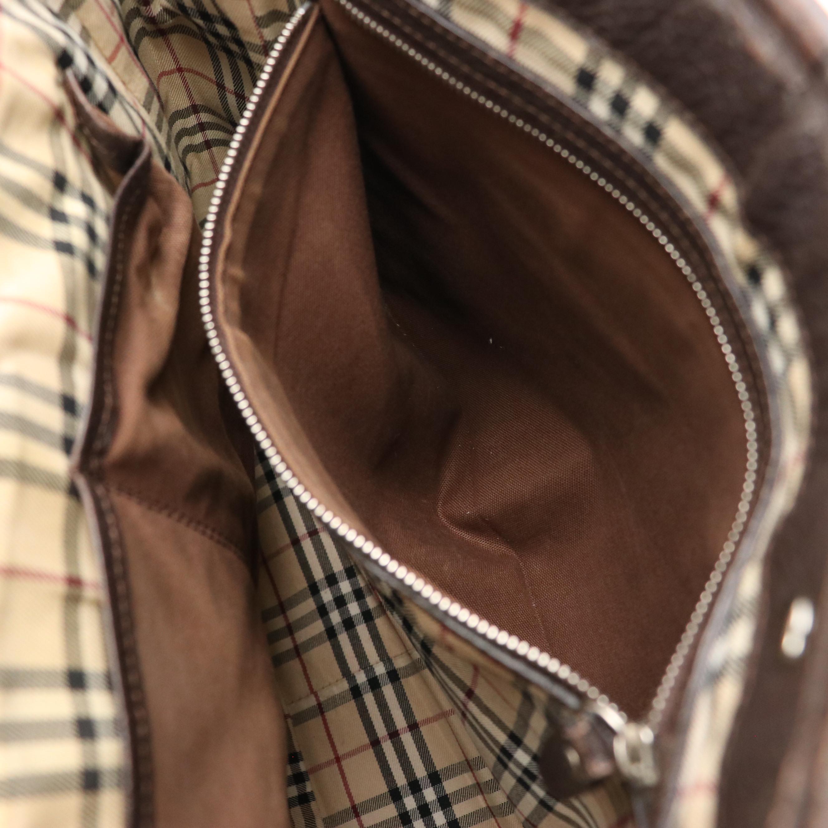 Burberry Buckle Strap Work Tote in Dark Chocolate Brown Grained Leather