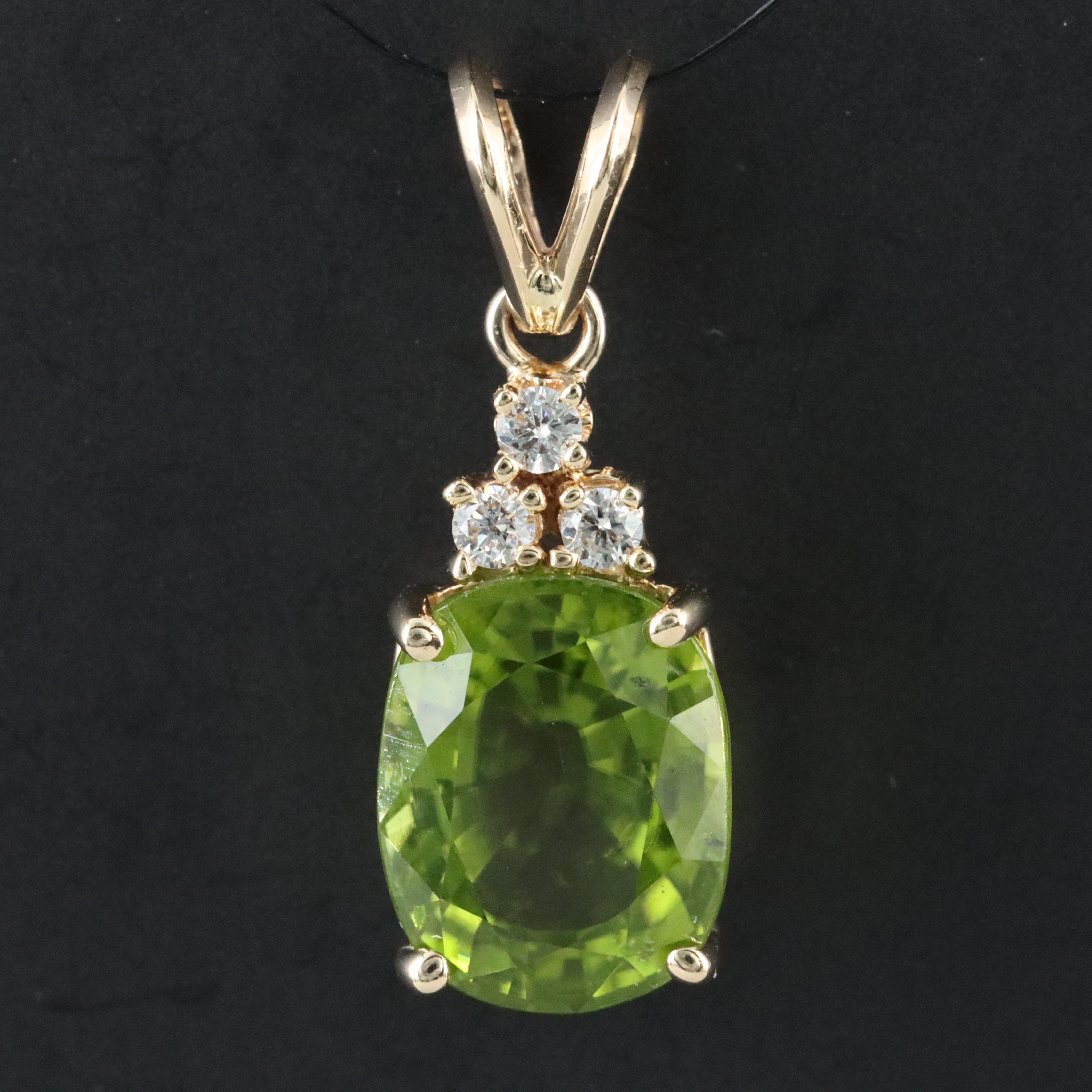 14K Peridot and Diamond Pendant