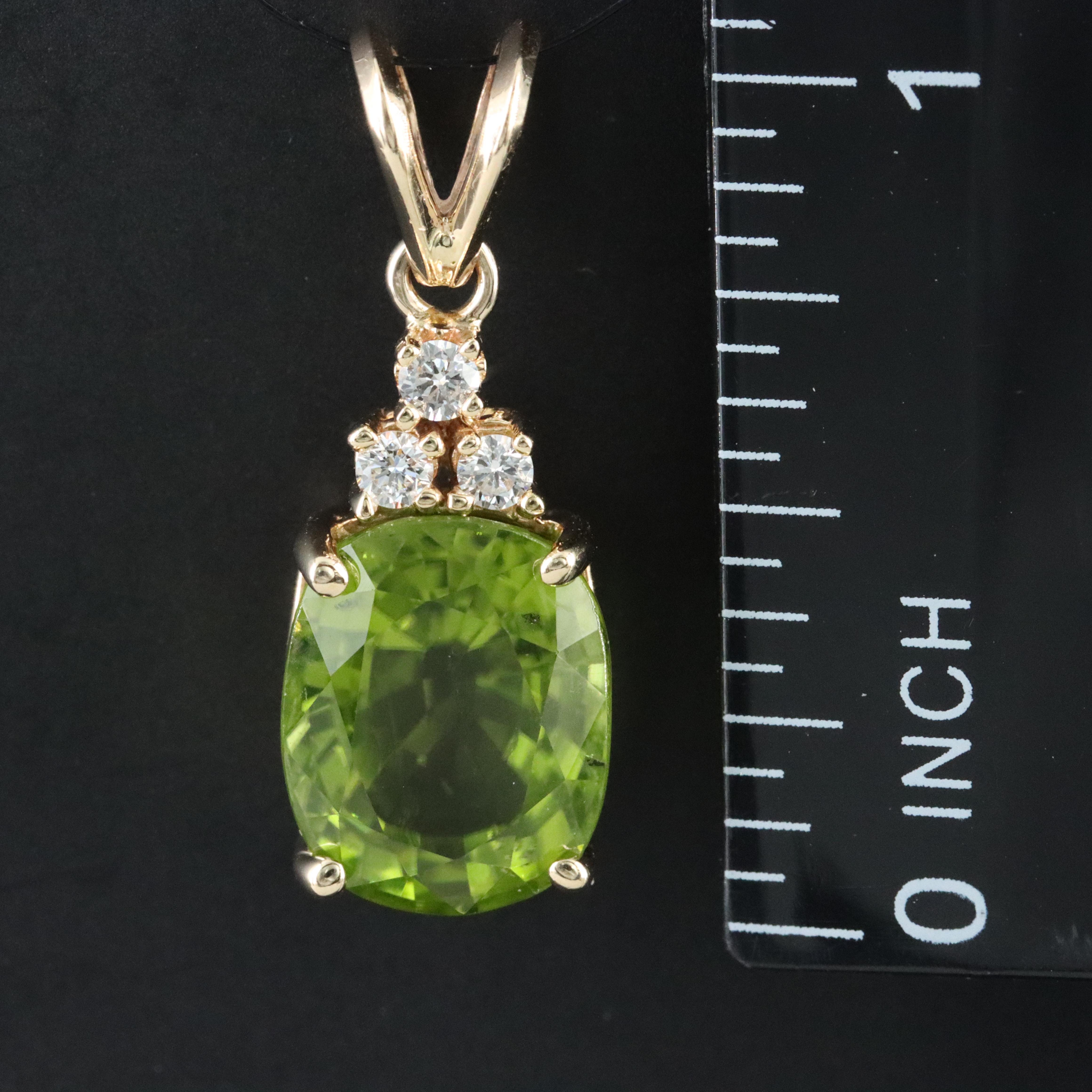 14K Peridot and Diamond Pendant