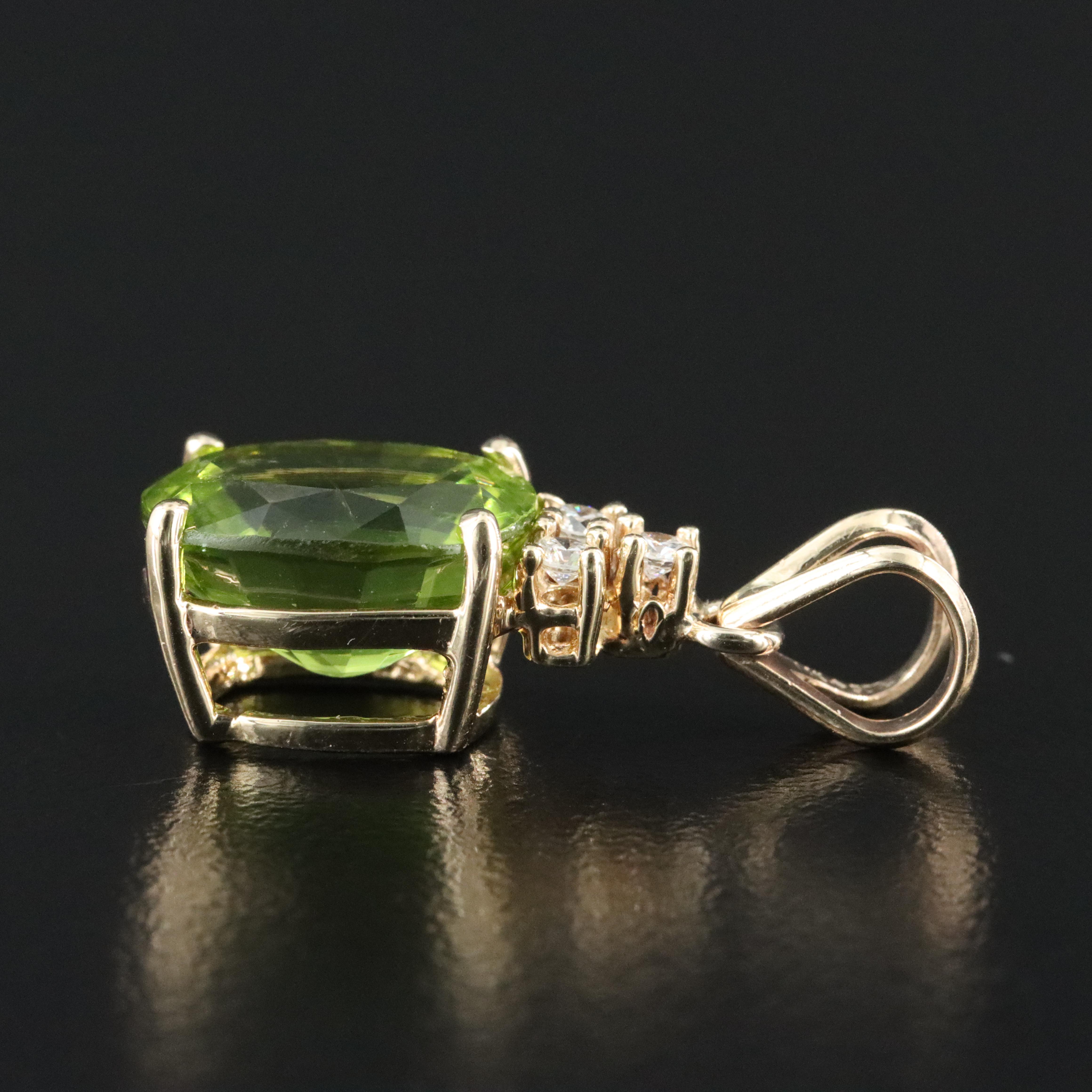 14K Peridot and Diamond Pendant