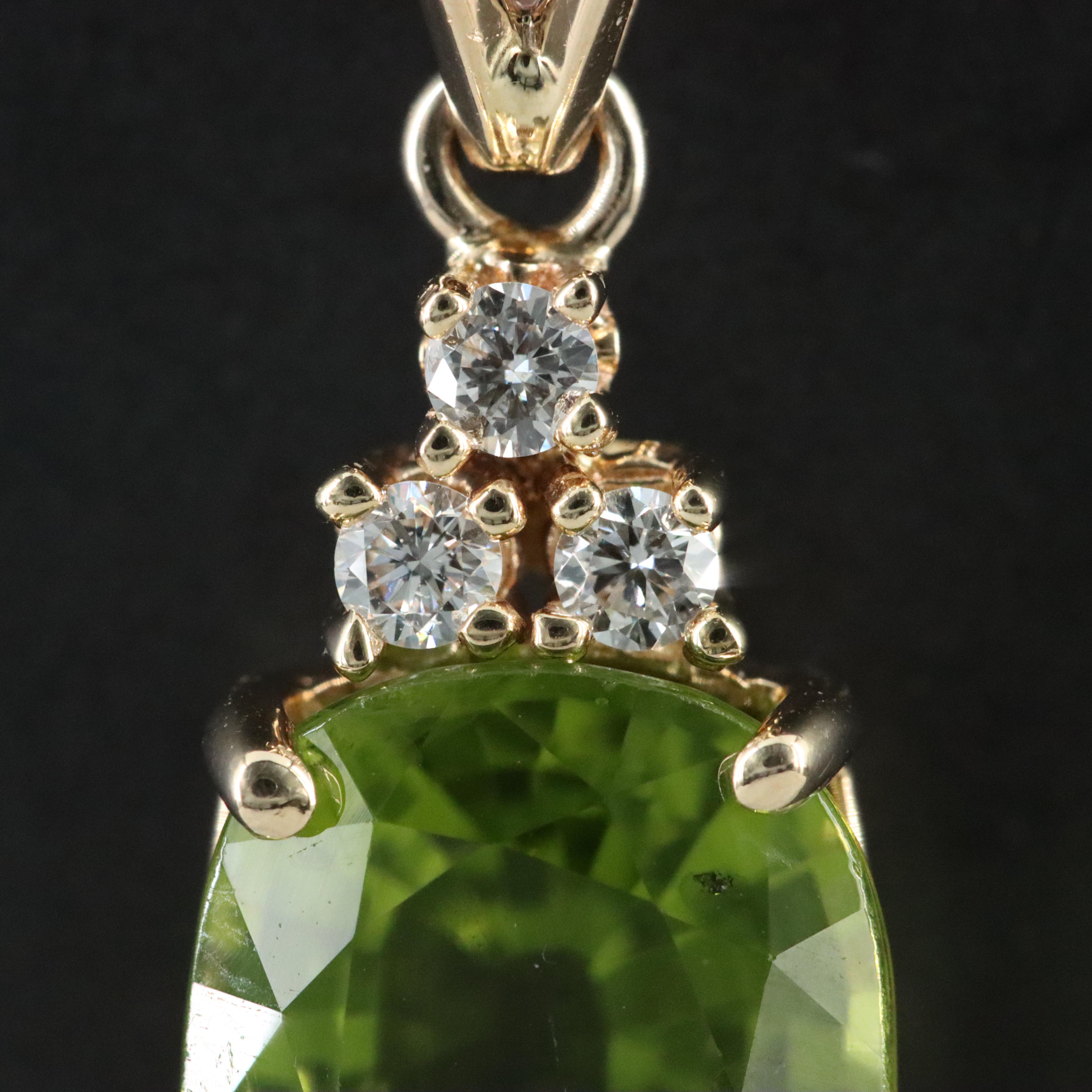 14K Peridot and Diamond Pendant