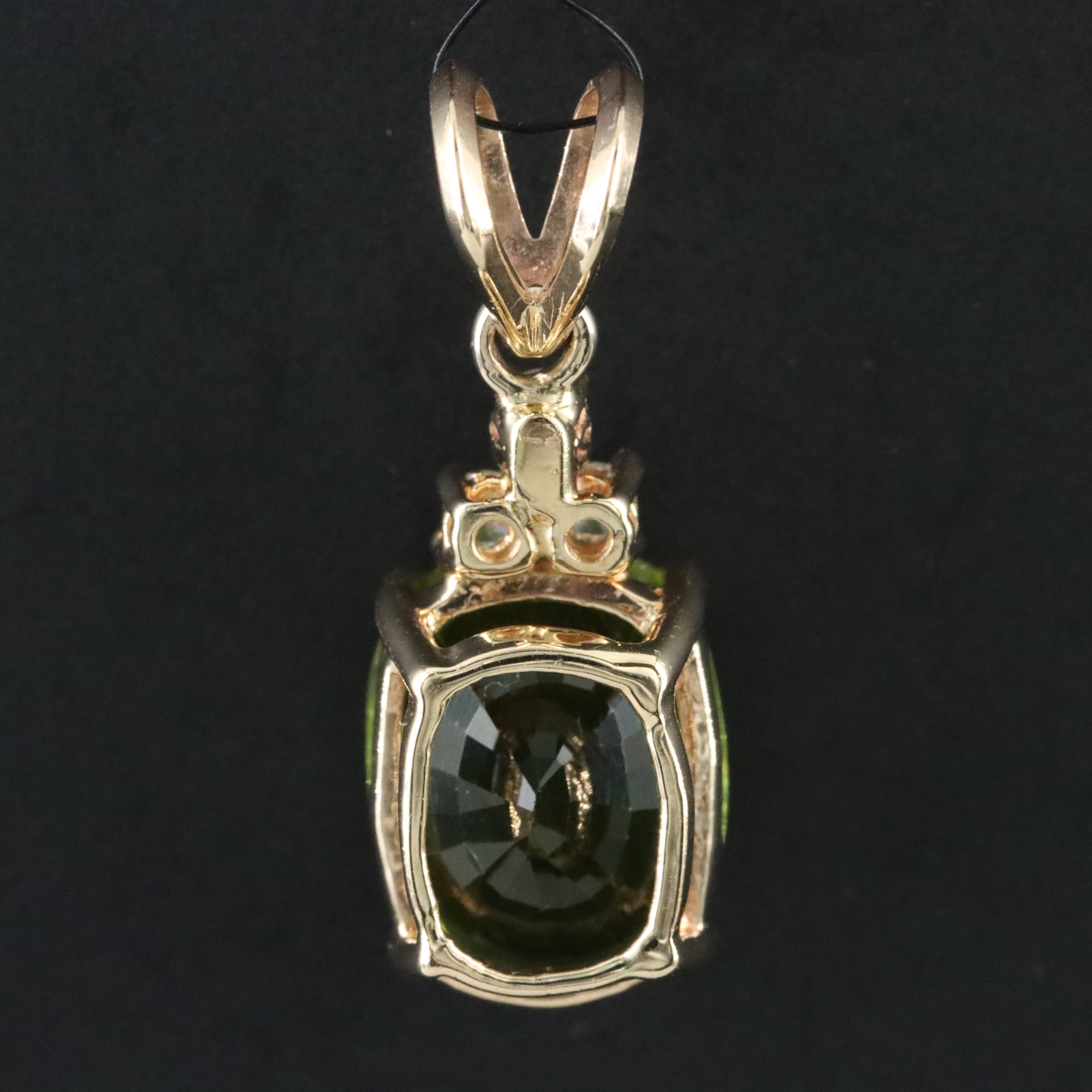 14K Peridot and Diamond Pendant
