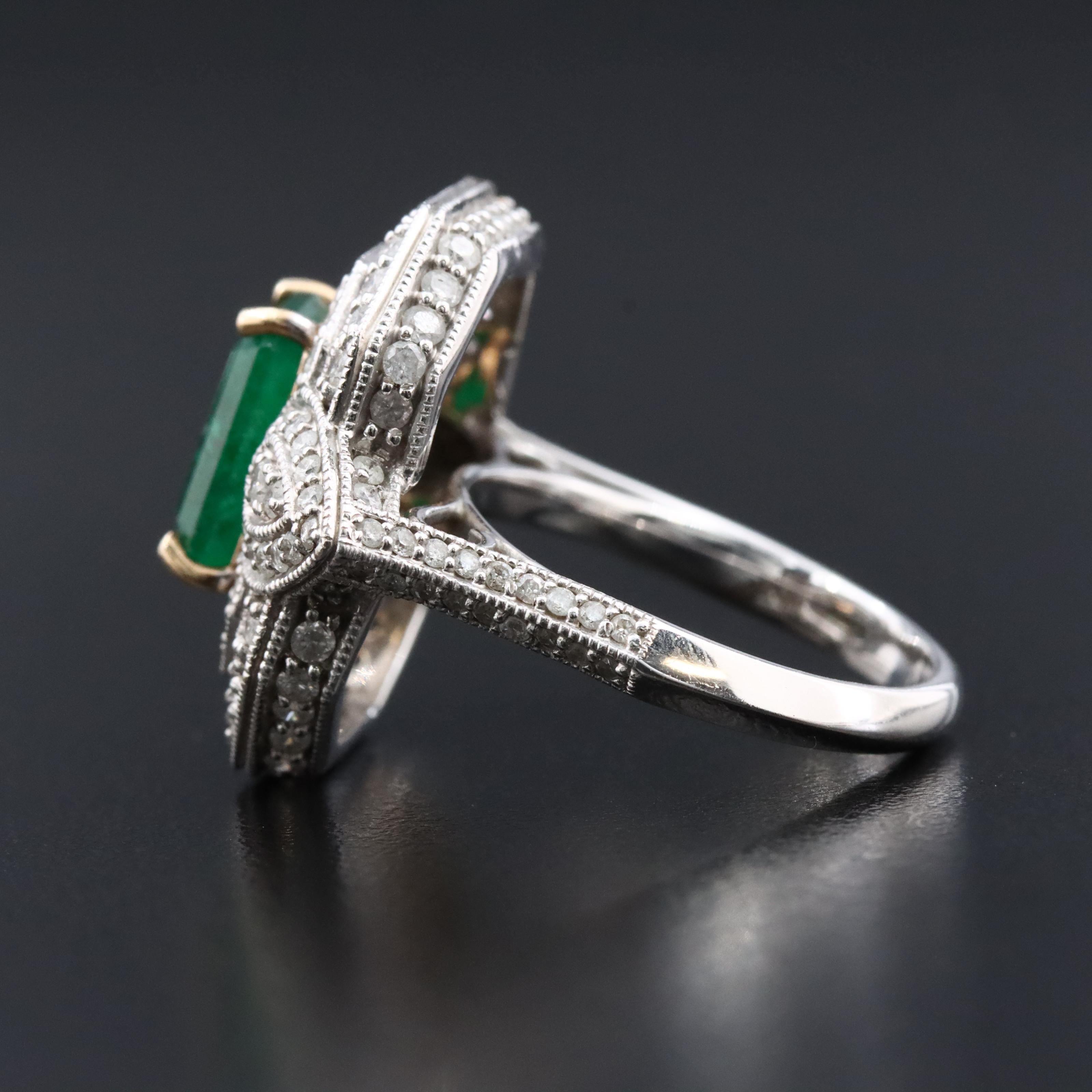 14K 2.99 CT Emerald and 1.50 CTW Diamond Ring