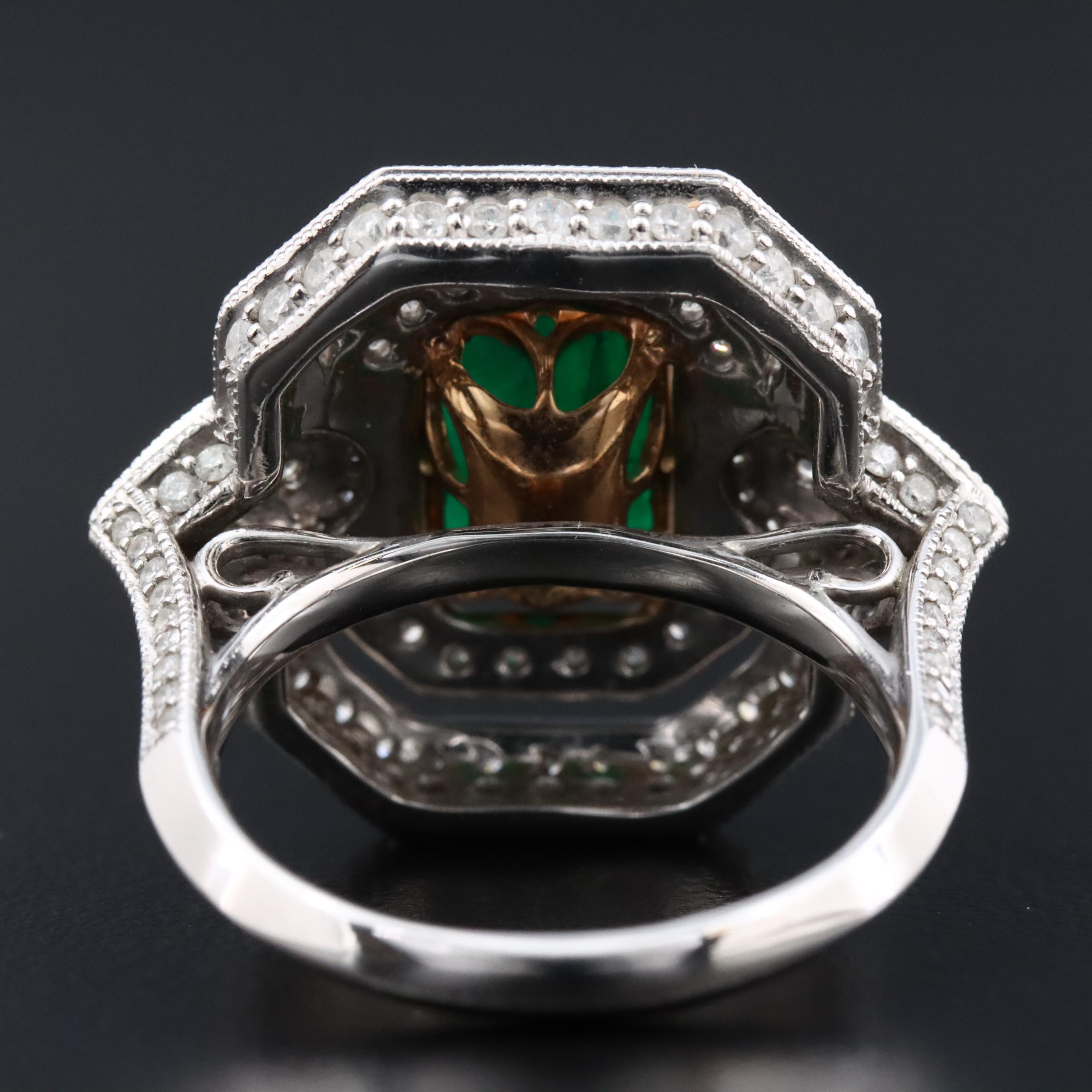14K 2.99 CT Emerald and 1.50 CTW Diamond Ring