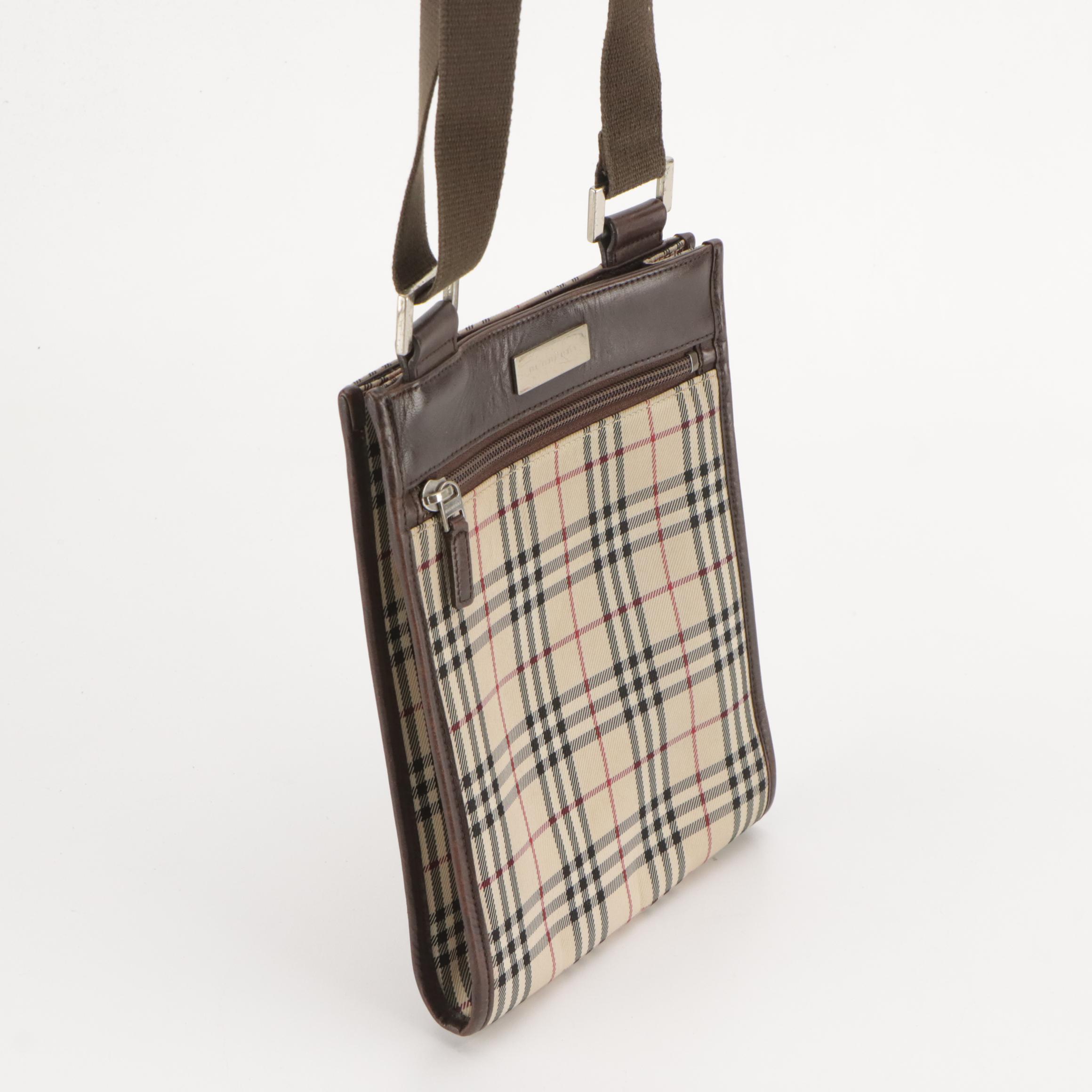 Burberry Crossbody Bag in House Check and Brown Leather