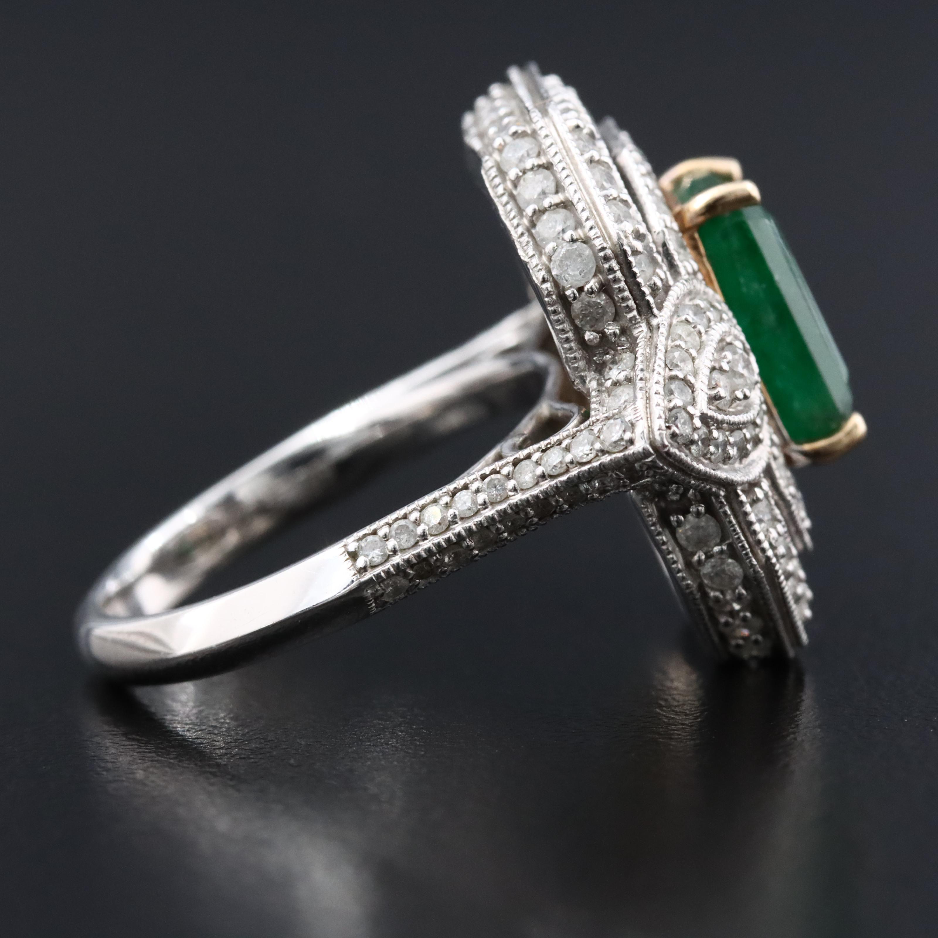 14K 2.99 CT Emerald and 1.50 CTW Diamond Ring