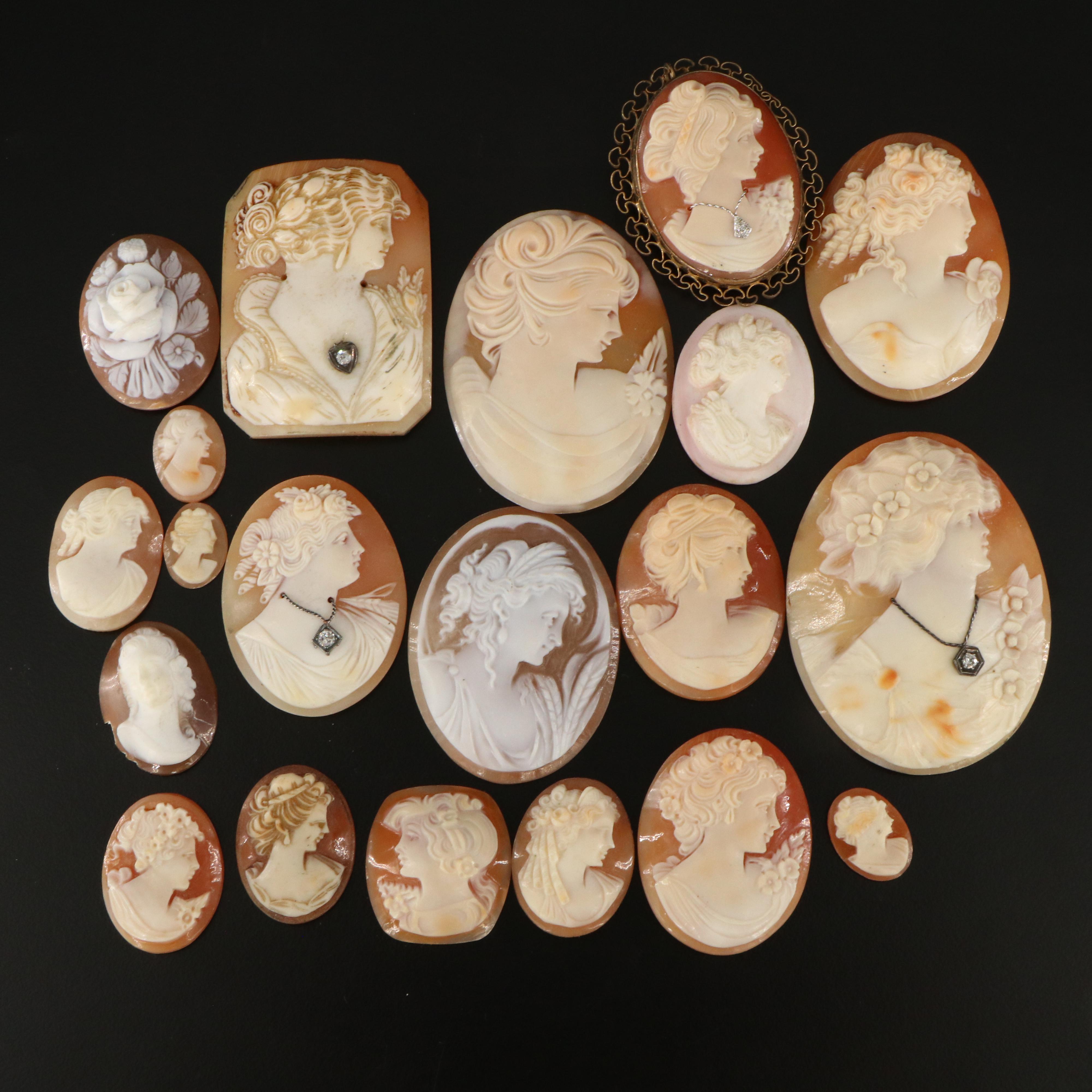 Loose and Mounted Cameo Collection Featuring Diamonds