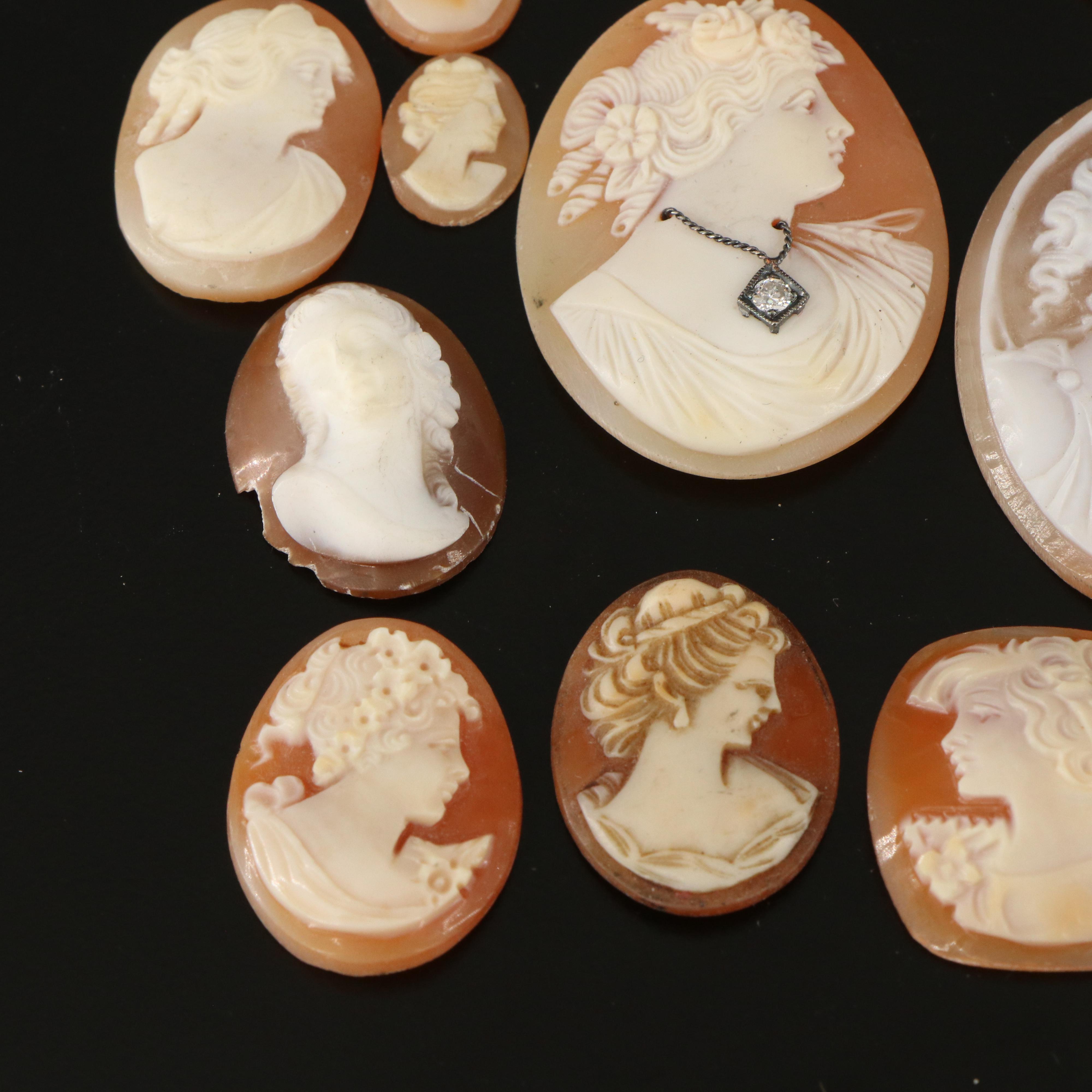 Loose and Mounted Cameo Collection Featuring Diamonds