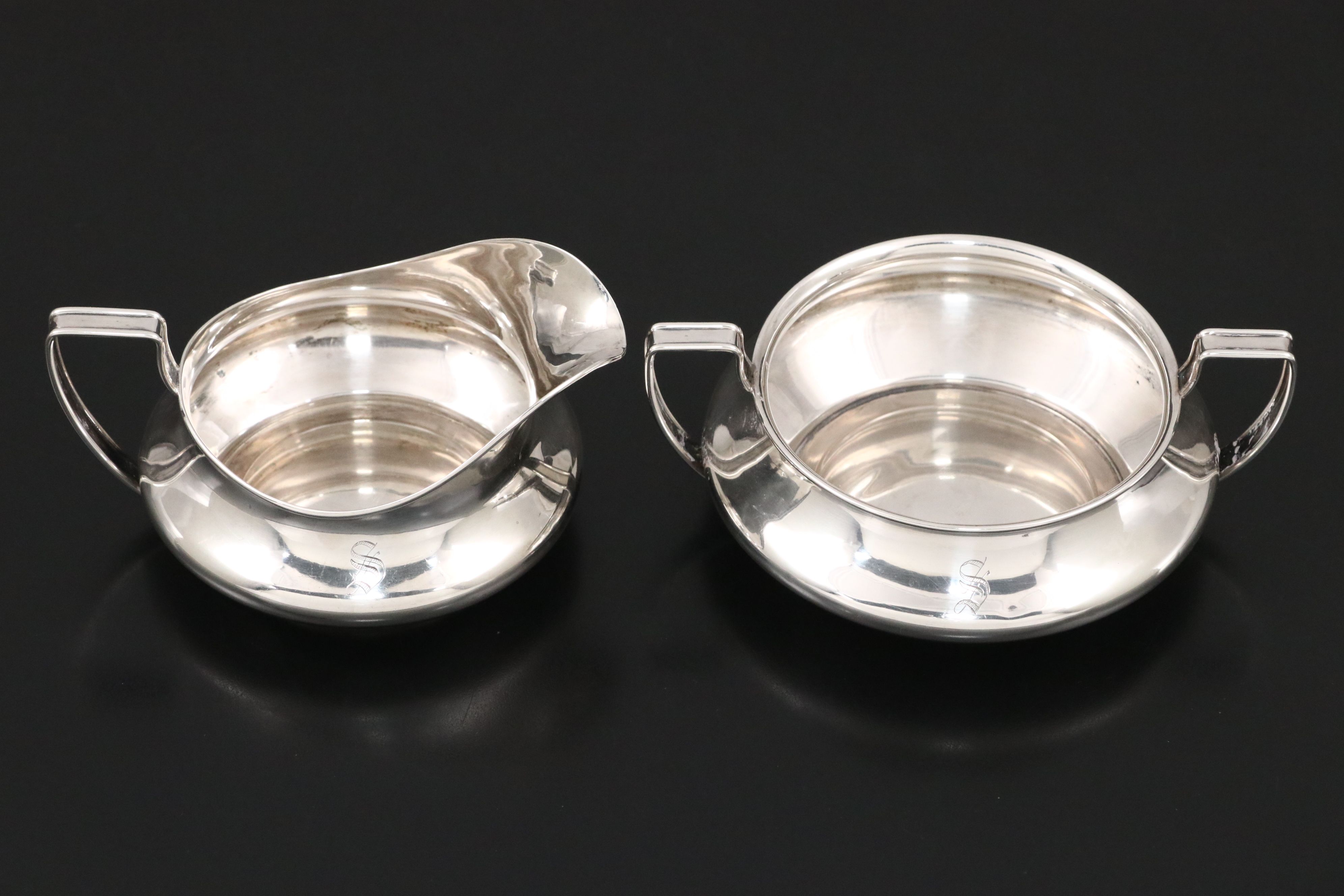 Amston Sterling Compote, Watson Sterling Vase, and Sterling Tea Accessories