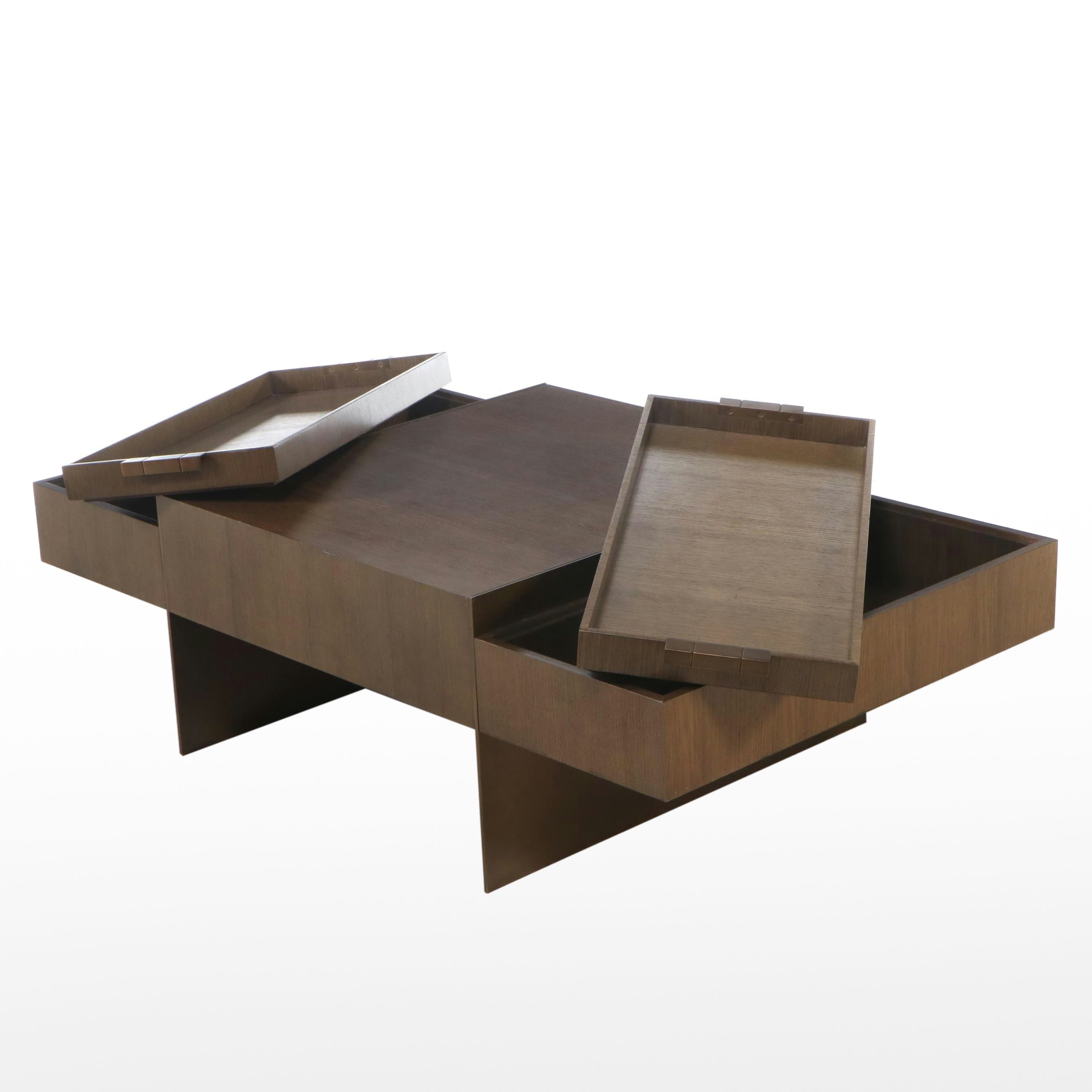 Theodore Alexander Modernist Style Coffee Table with Trays