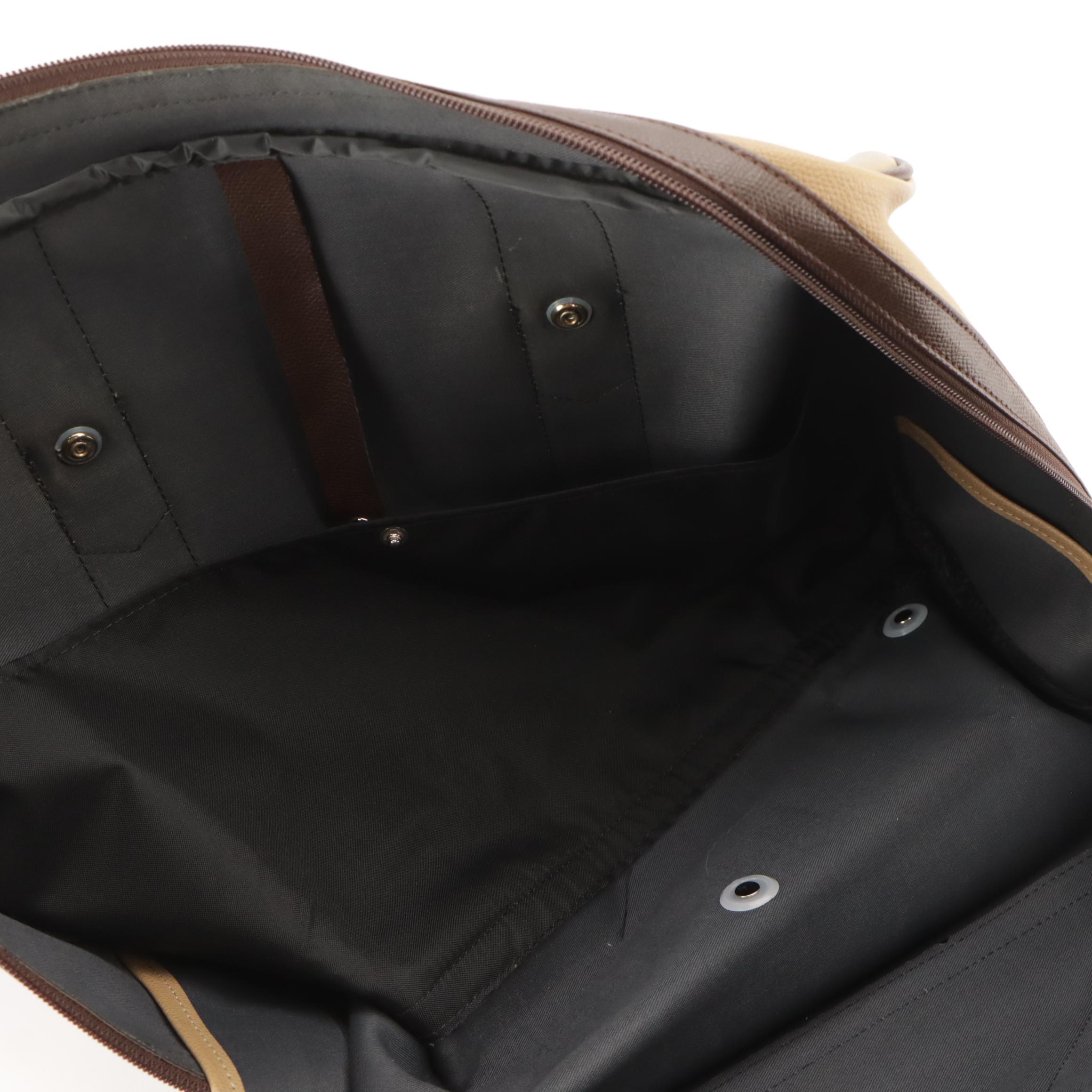 Burberrys Travel Duffle Bag in Haymarket Check Canvas and Brown Leather