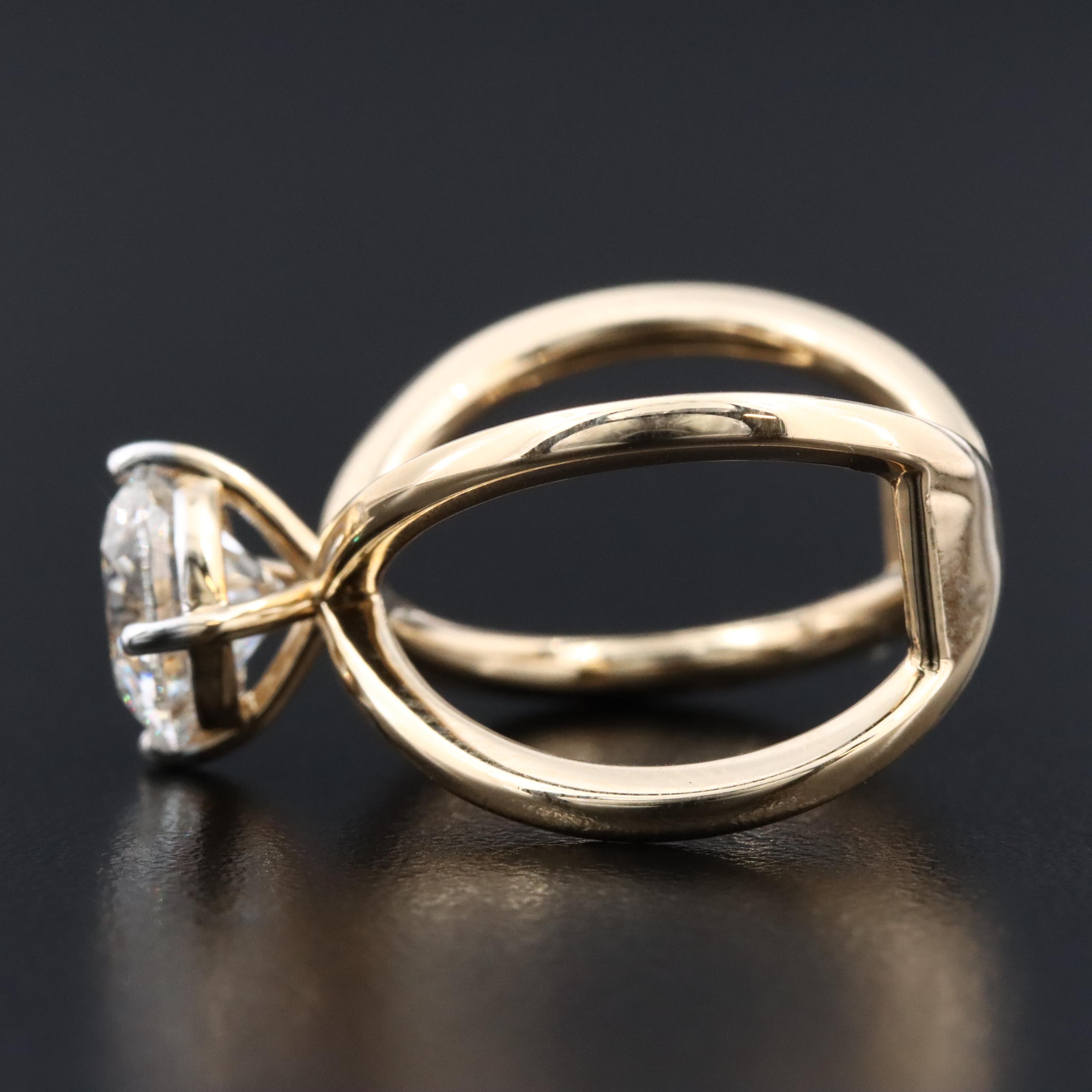 14K 2.44 CT Lab Grown Diamond Solitaire Crossover Ring
