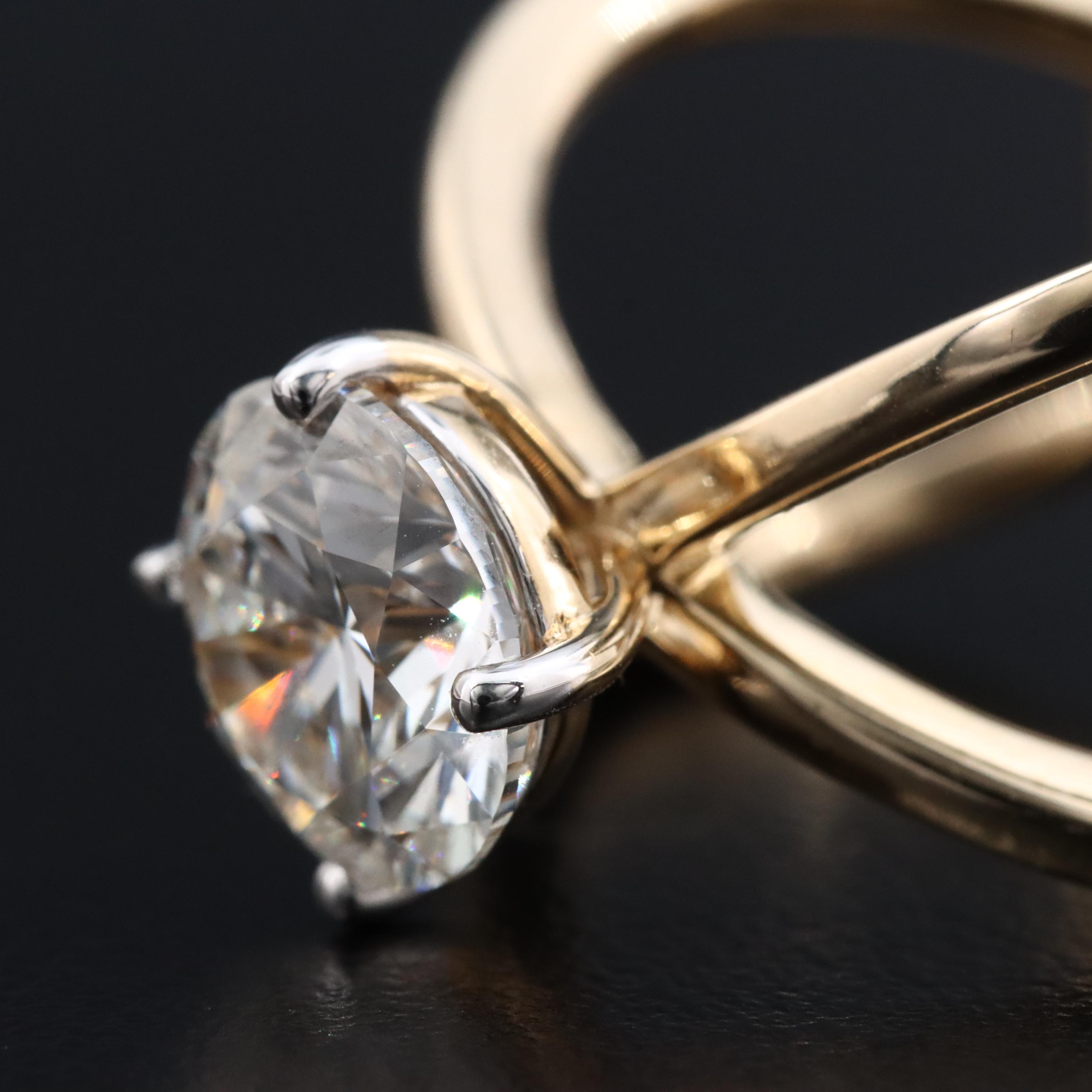 14K 2.44 CT Lab Grown Diamond Solitaire Crossover Ring