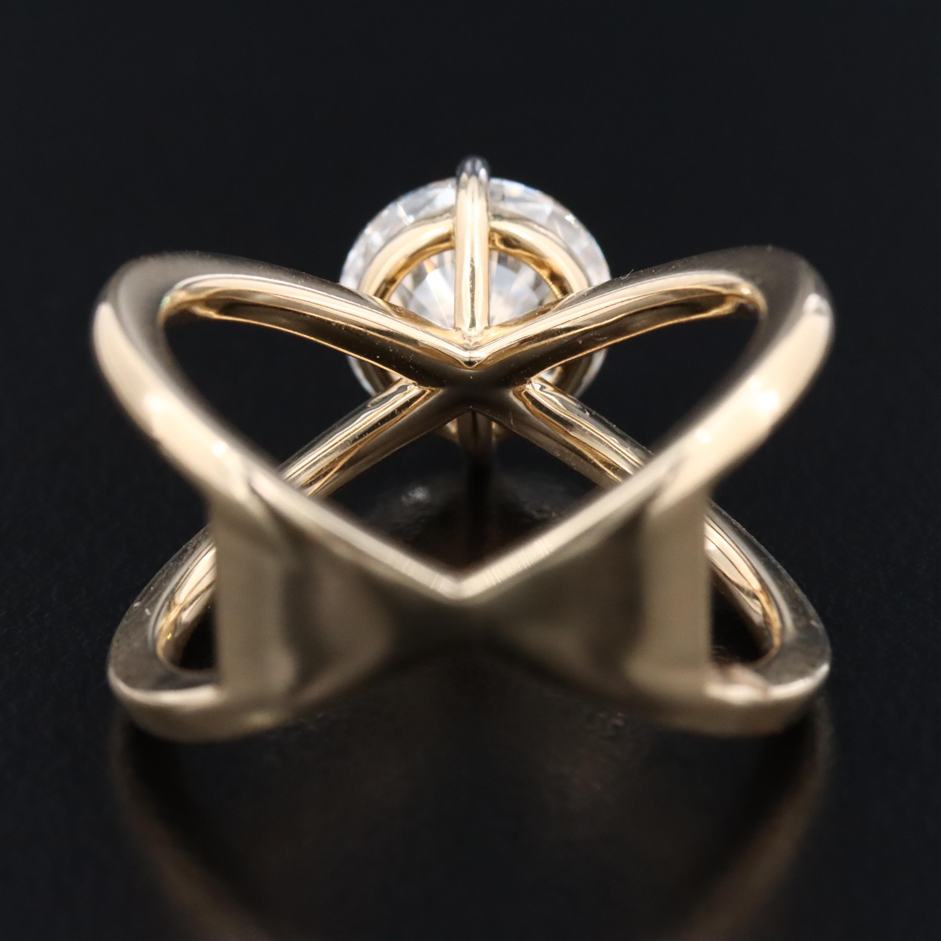 14K 2.44 CT Lab Grown Diamond Solitaire Crossover Ring