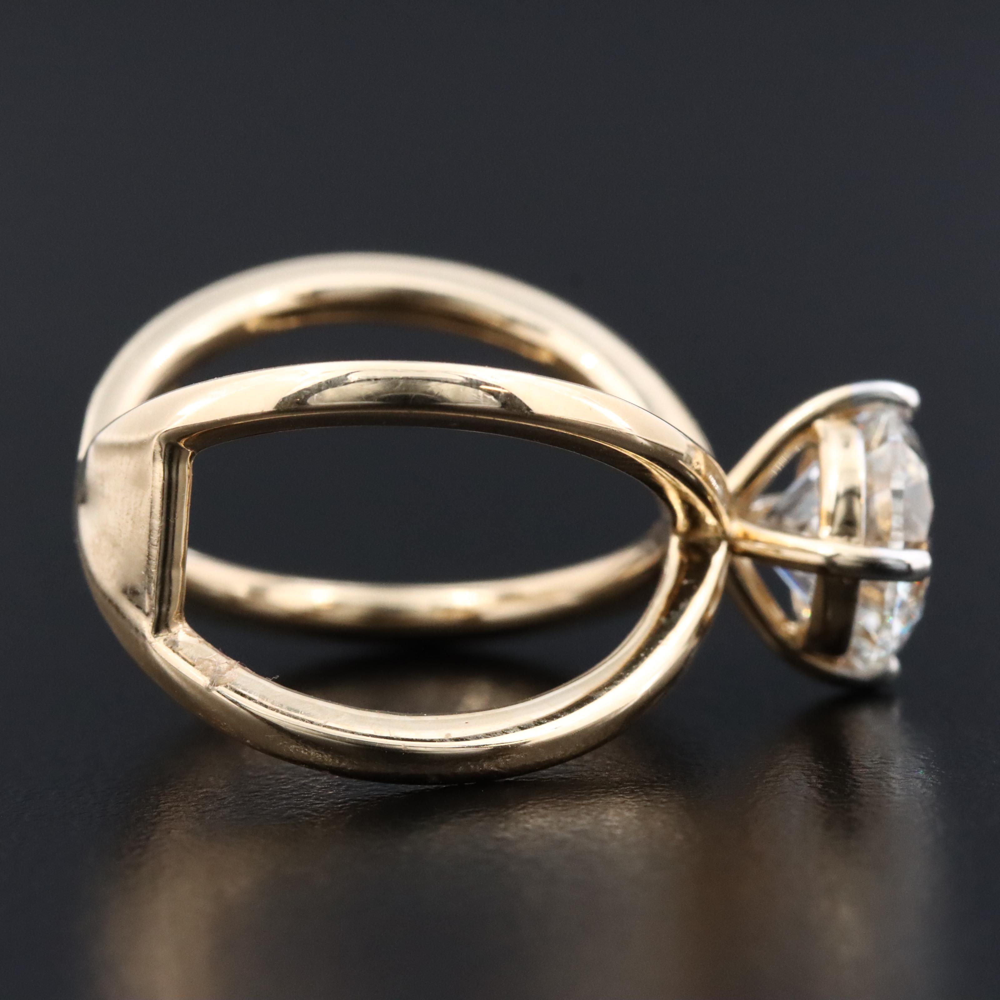 14K 2.44 CT Lab Grown Diamond Solitaire Crossover Ring