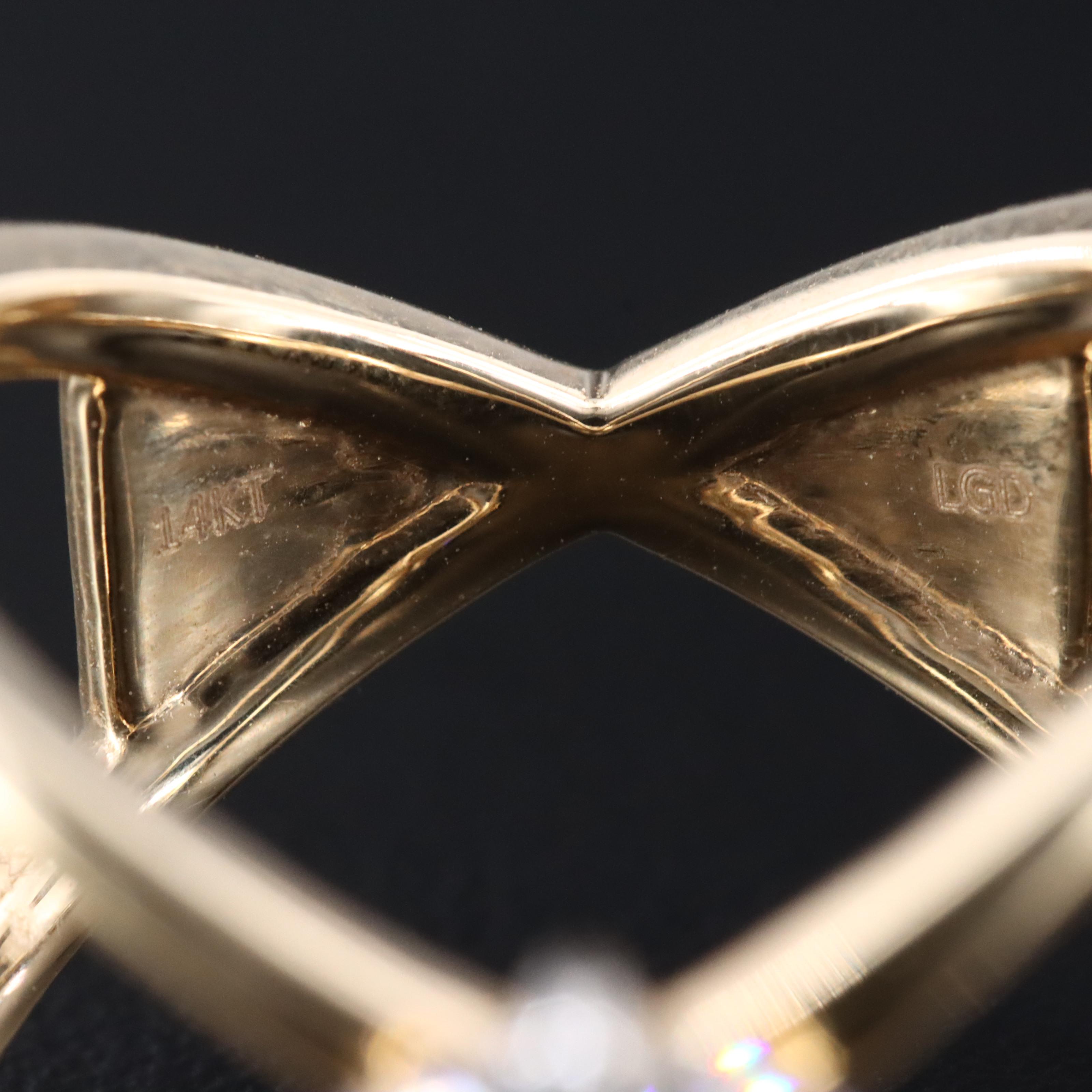 14K 2.44 CT Lab Grown Diamond Solitaire Crossover Ring