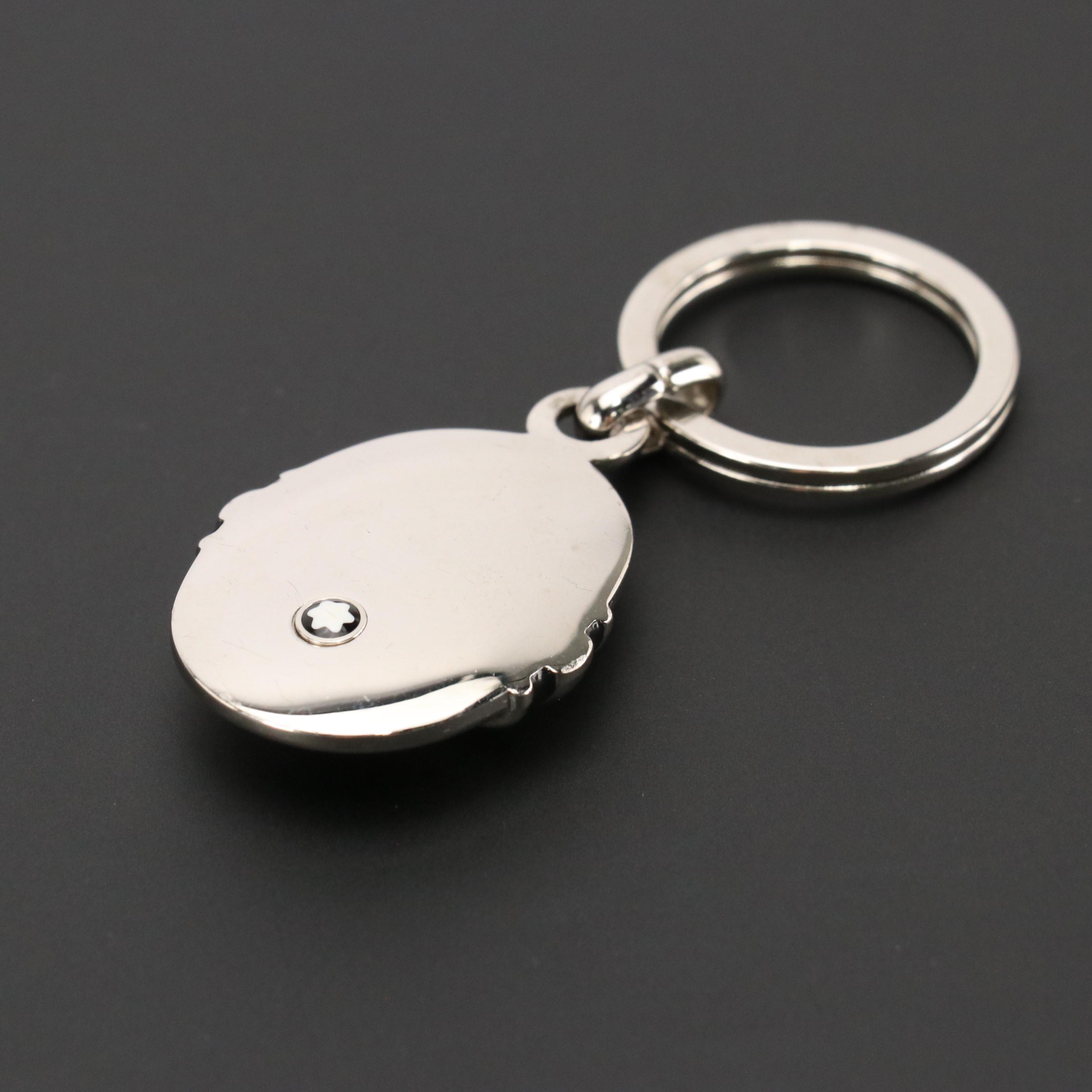Montblanc Platinum Black Onyx Key Ring