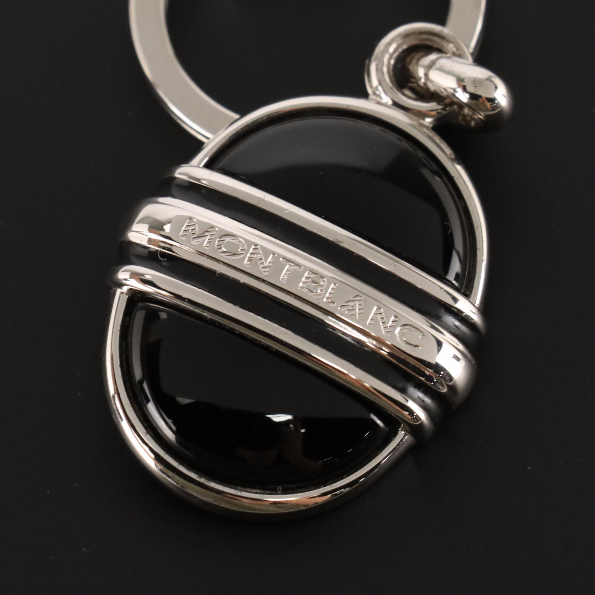 Montblanc Platinum Black Onyx Key Ring