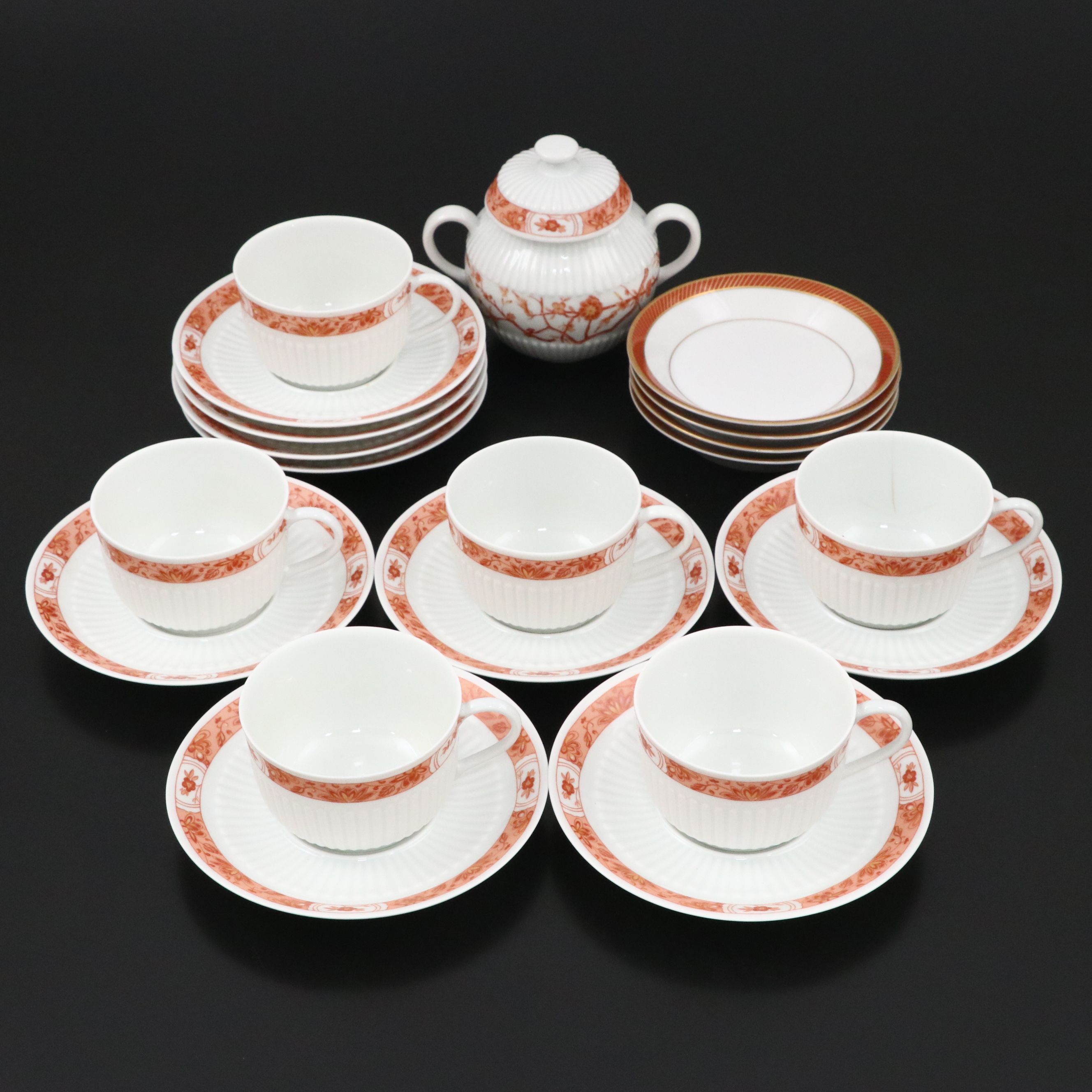 Fitz & Floyd "Bordure Rogue" and Ceralene Porcelain Teaware, 1975