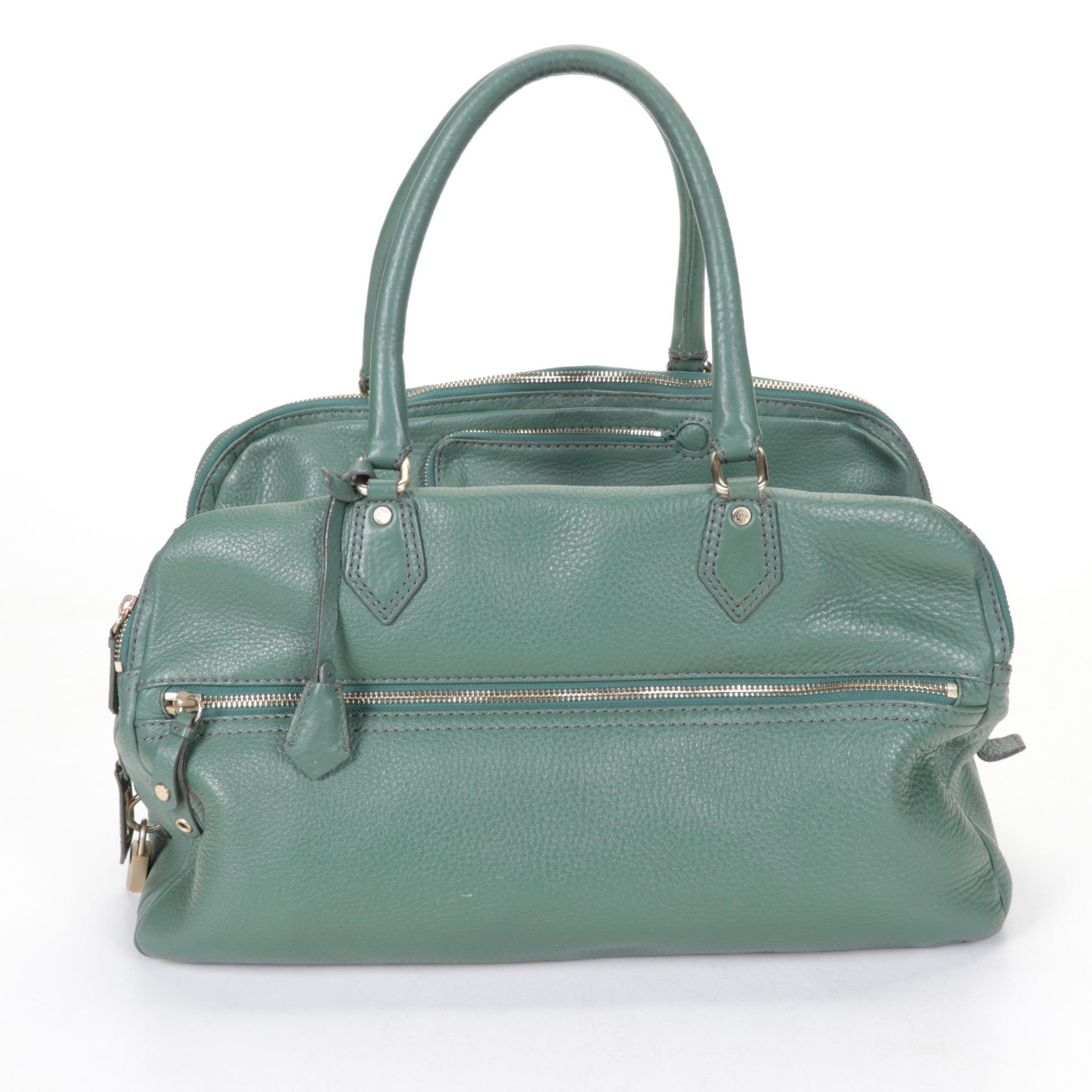 Cole Haan Sage Green Pebbled Leather Travel Bag and Beige Leather Carryall Tote