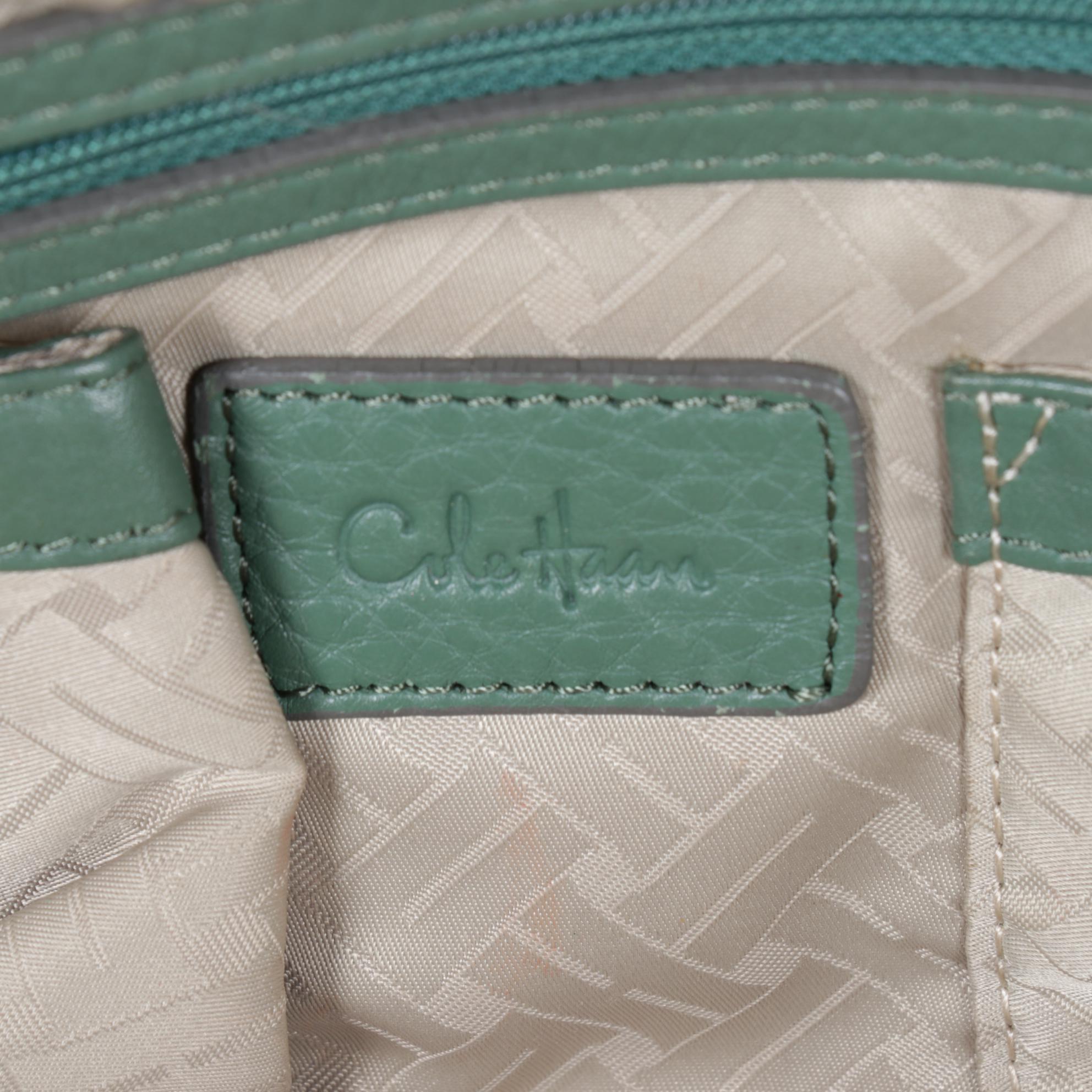 Cole Haan Sage Green Pebbled Leather Travel Bag and Beige Leather Carryall Tote