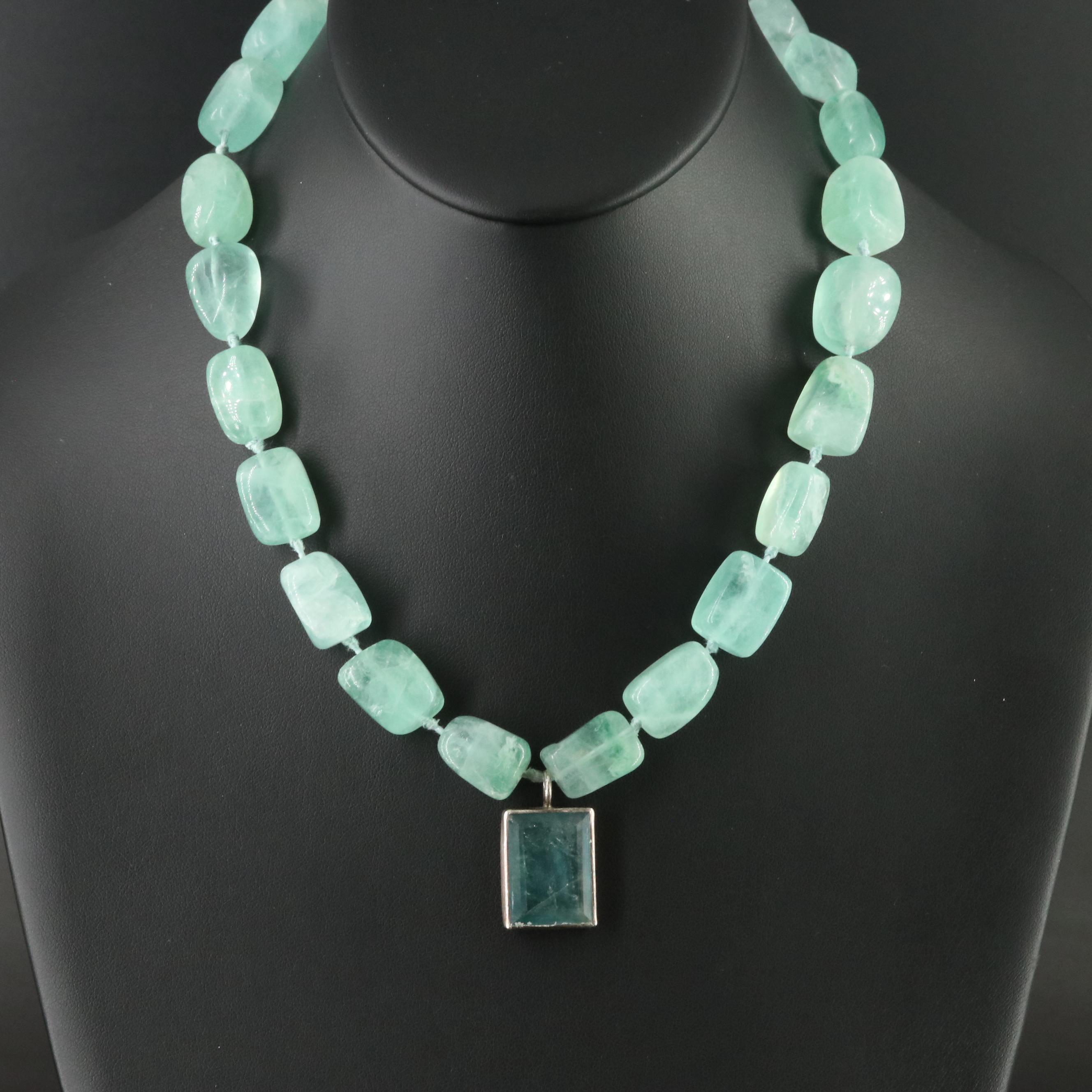 Sterling Fluorite Pendant Necklace