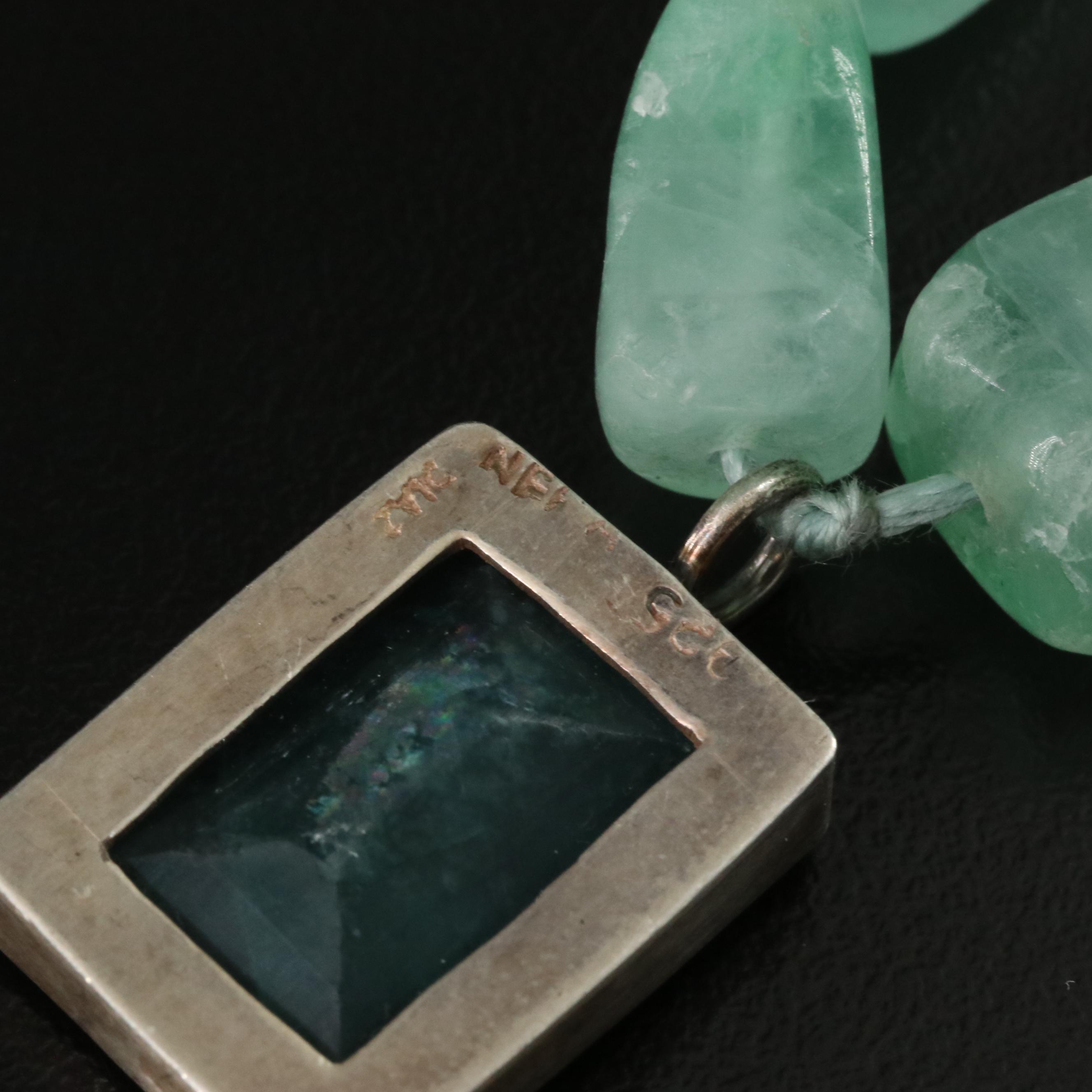 Sterling Fluorite Pendant Necklace
