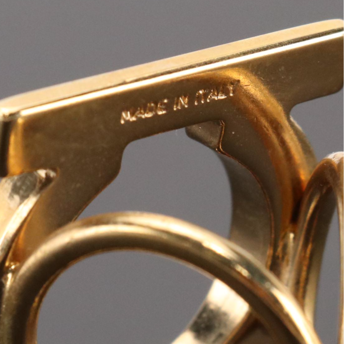 Salvatore Ferragamo Gold Tone Gancini Scarf ring