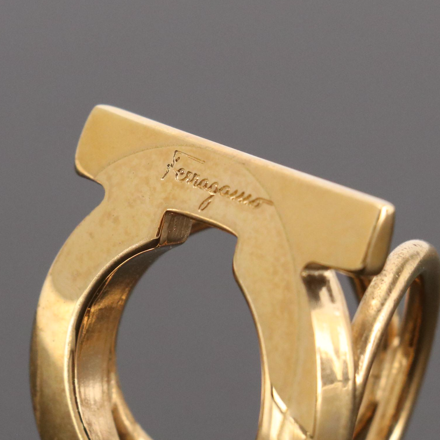 Salvatore Ferragamo Gold Tone Gancini Scarf ring