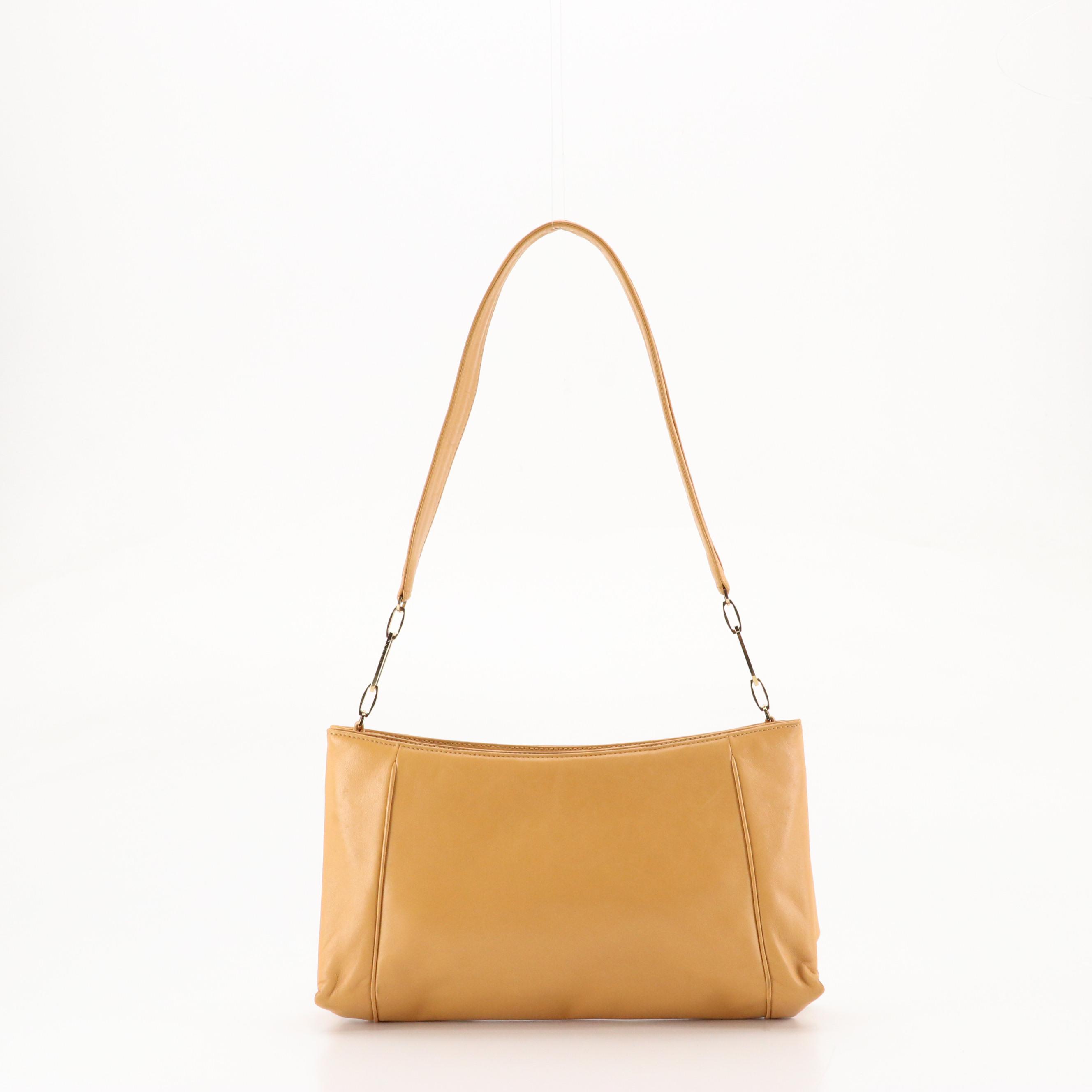 Loewe Embossed Anagram Shoulder Bag in Tan Lambskin Leather